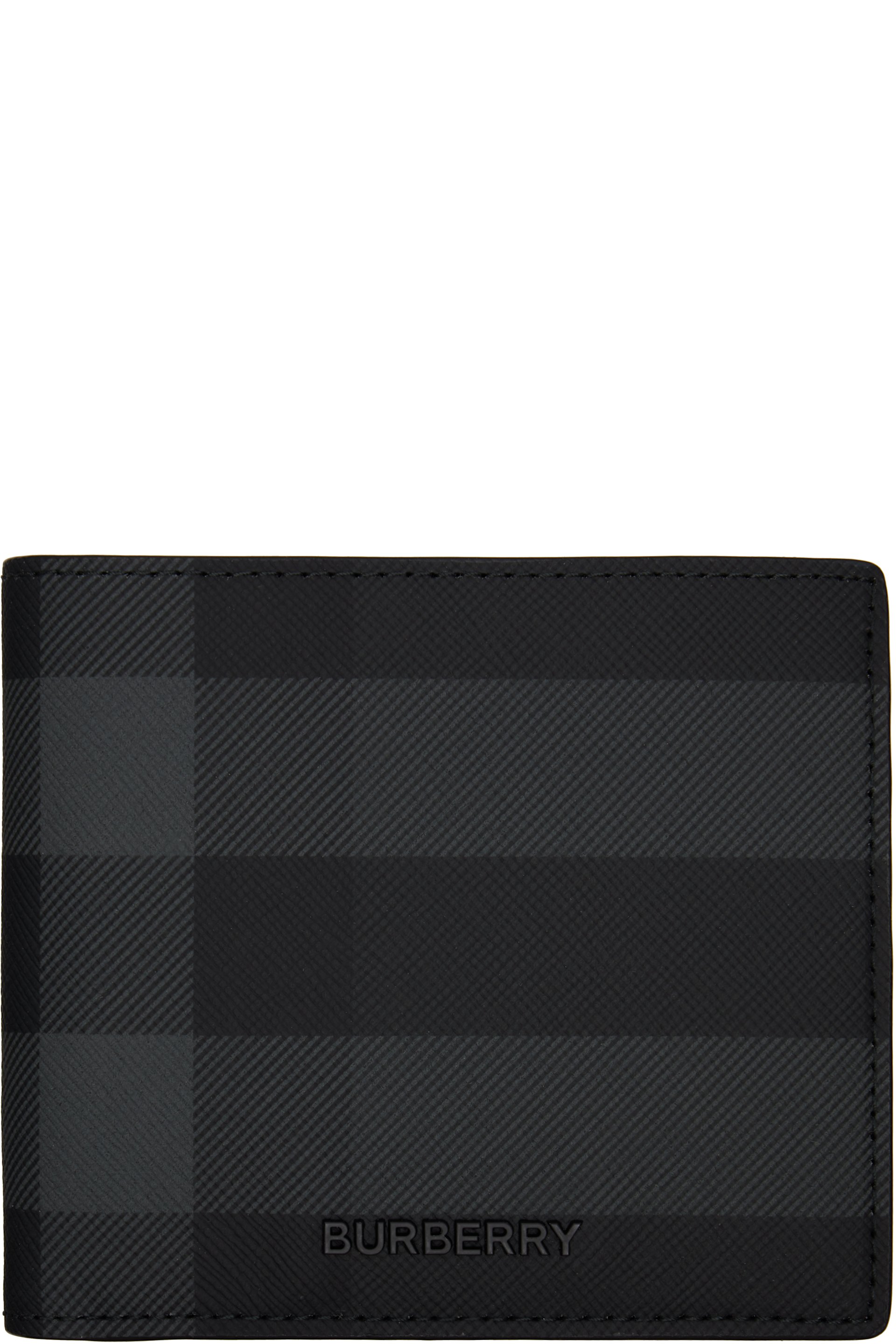Burberry: ブラック＆グレー チェック スリム 二つ折り財布 | SSENSE 日本
