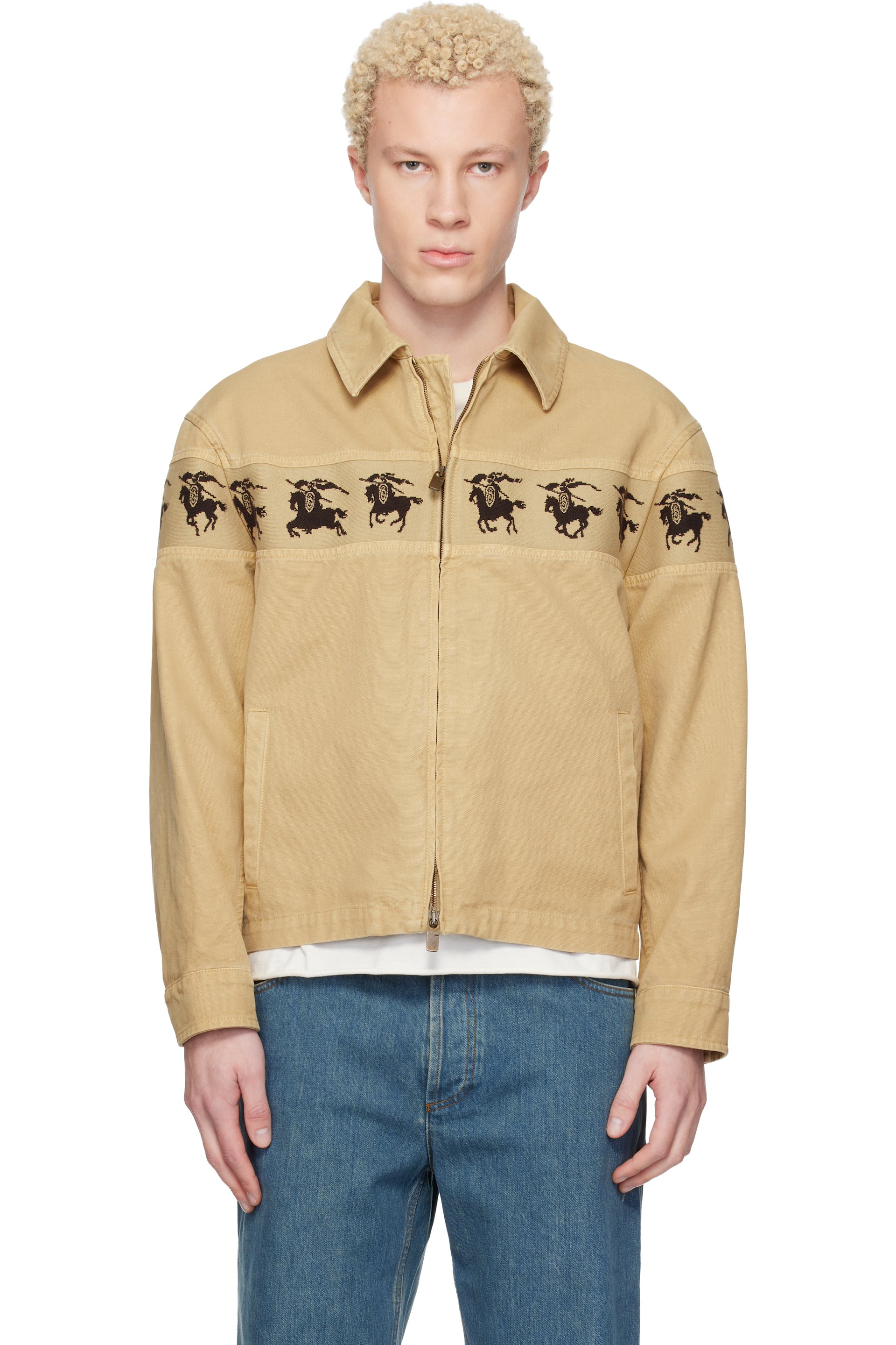 Burberry - Beige Galloping Knight Cotton Canvas Jacket