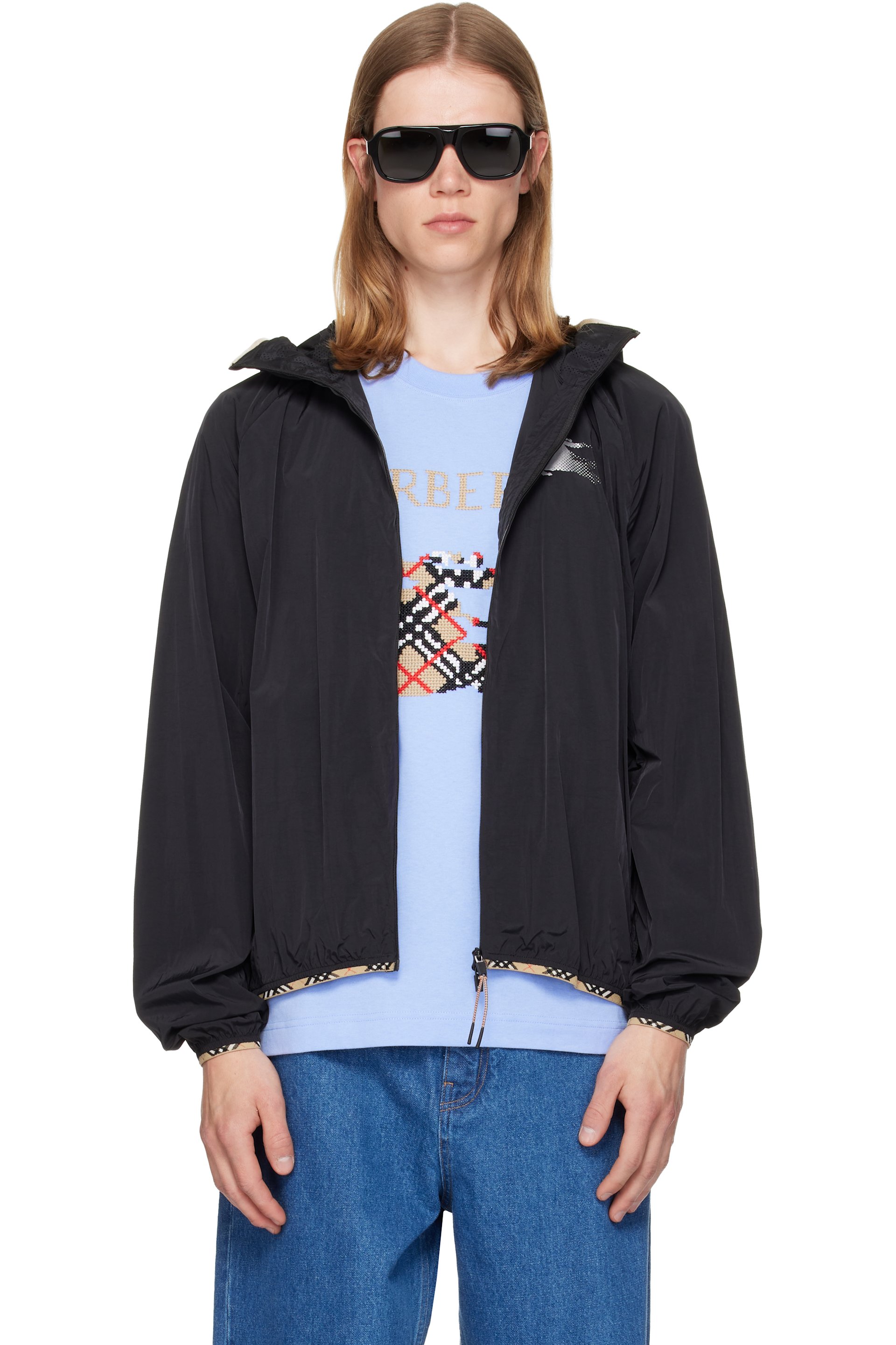 Burberry - Black Nylon Hooded Jacket