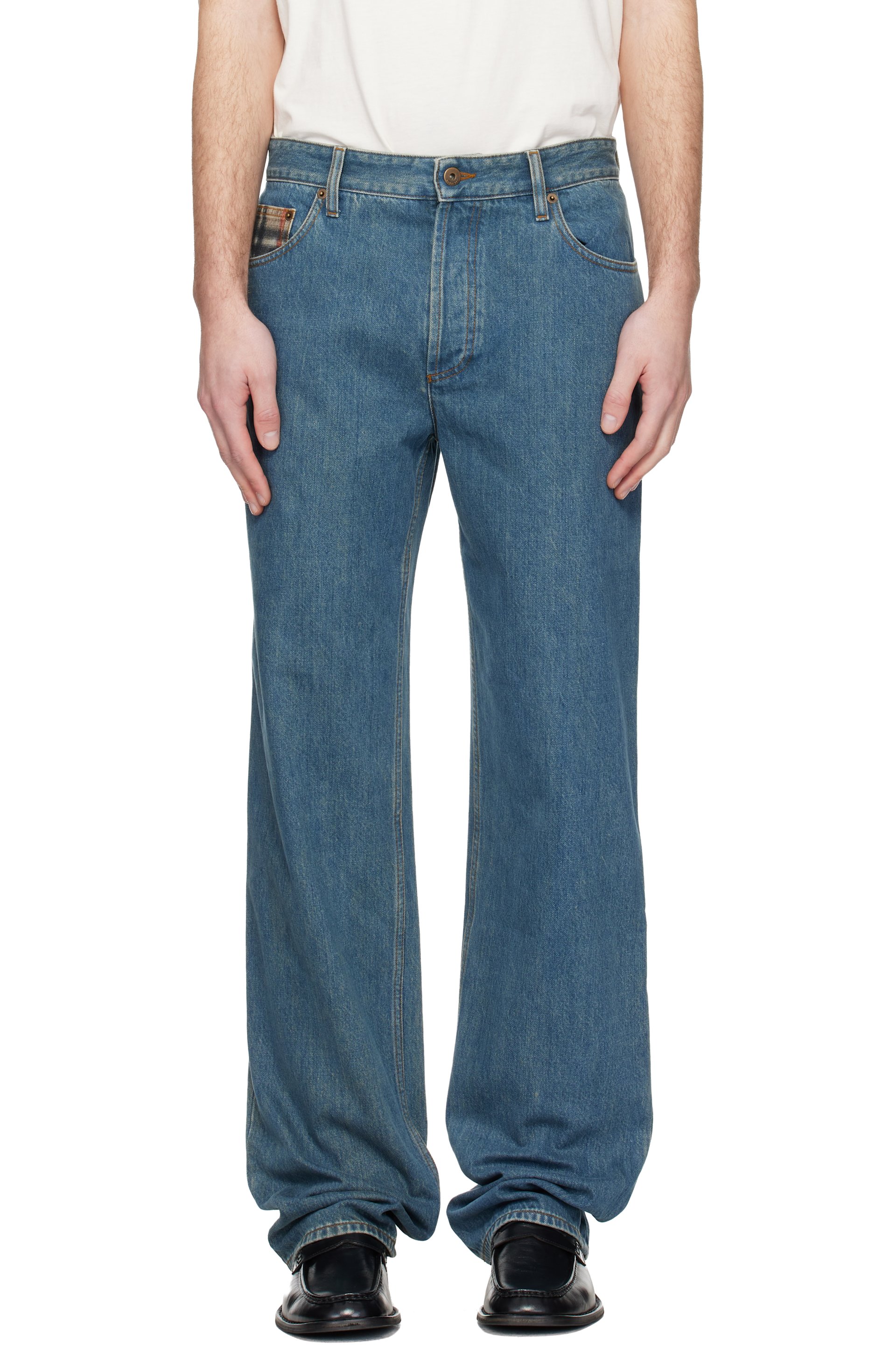 Burberry - Blue Check Pocket Jeans