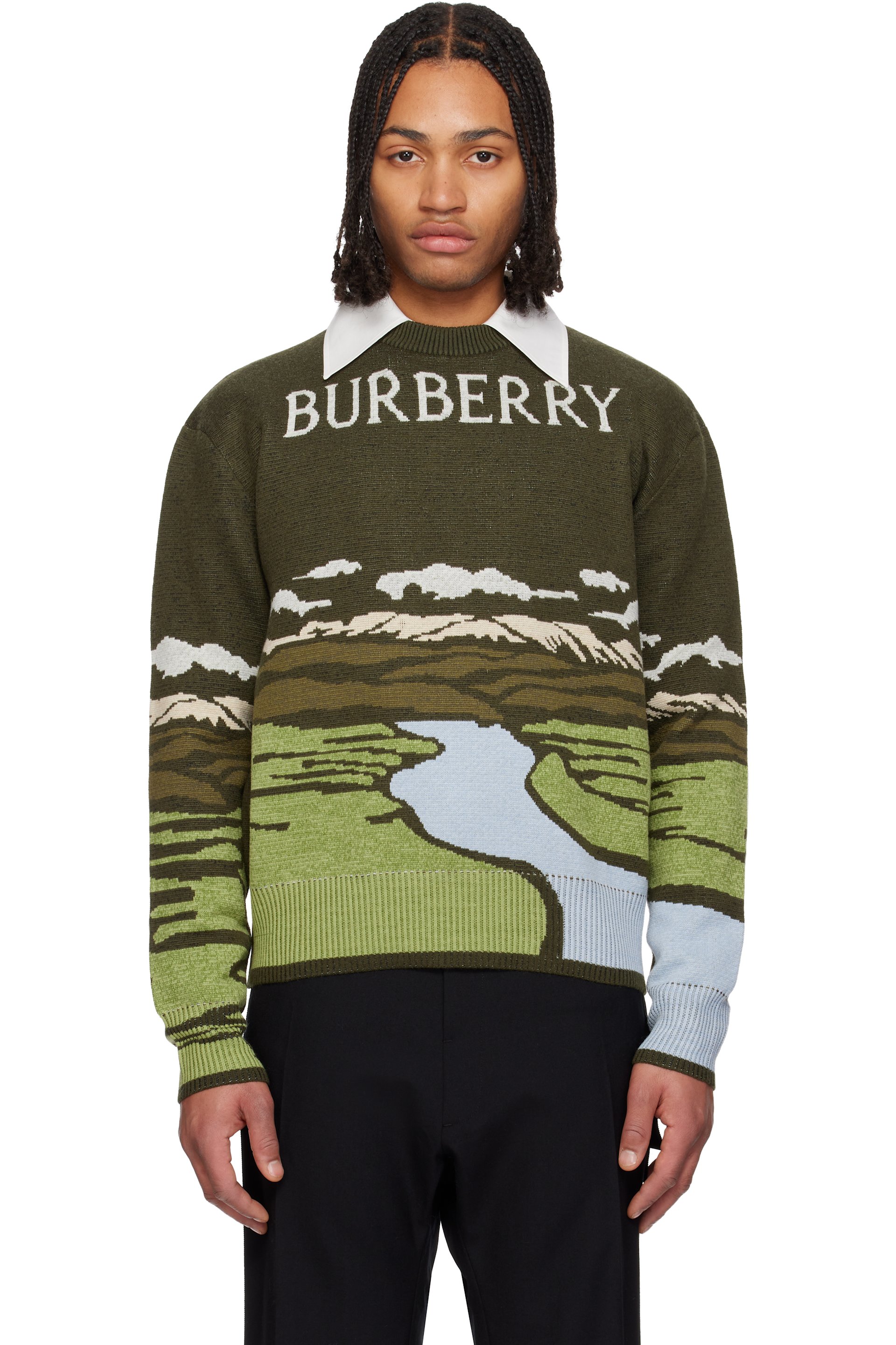 Burberry - Green Landscape Wool Blend Sweater