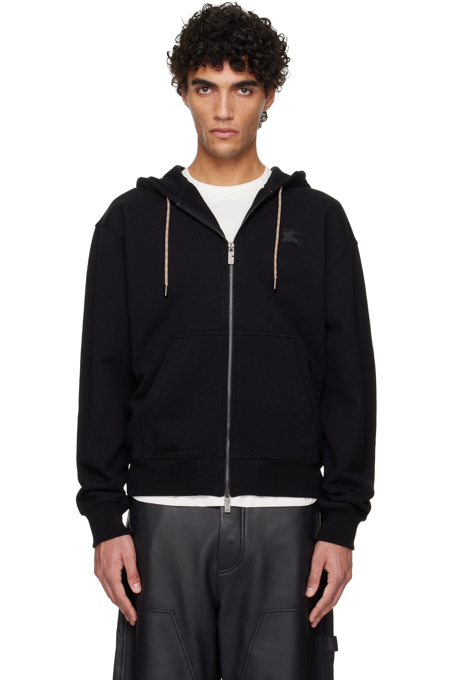 Burberry - Black Rory Check Patch Hoodie