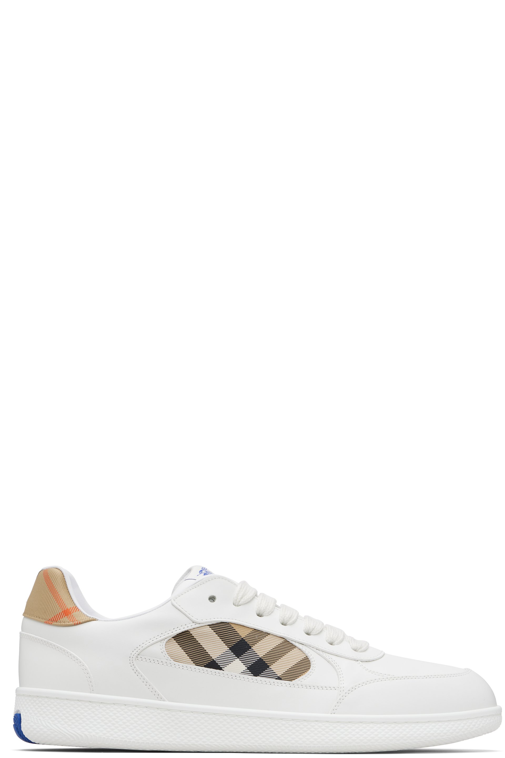 Burberry - Baskets Terrace blanches en cuir à carreaux