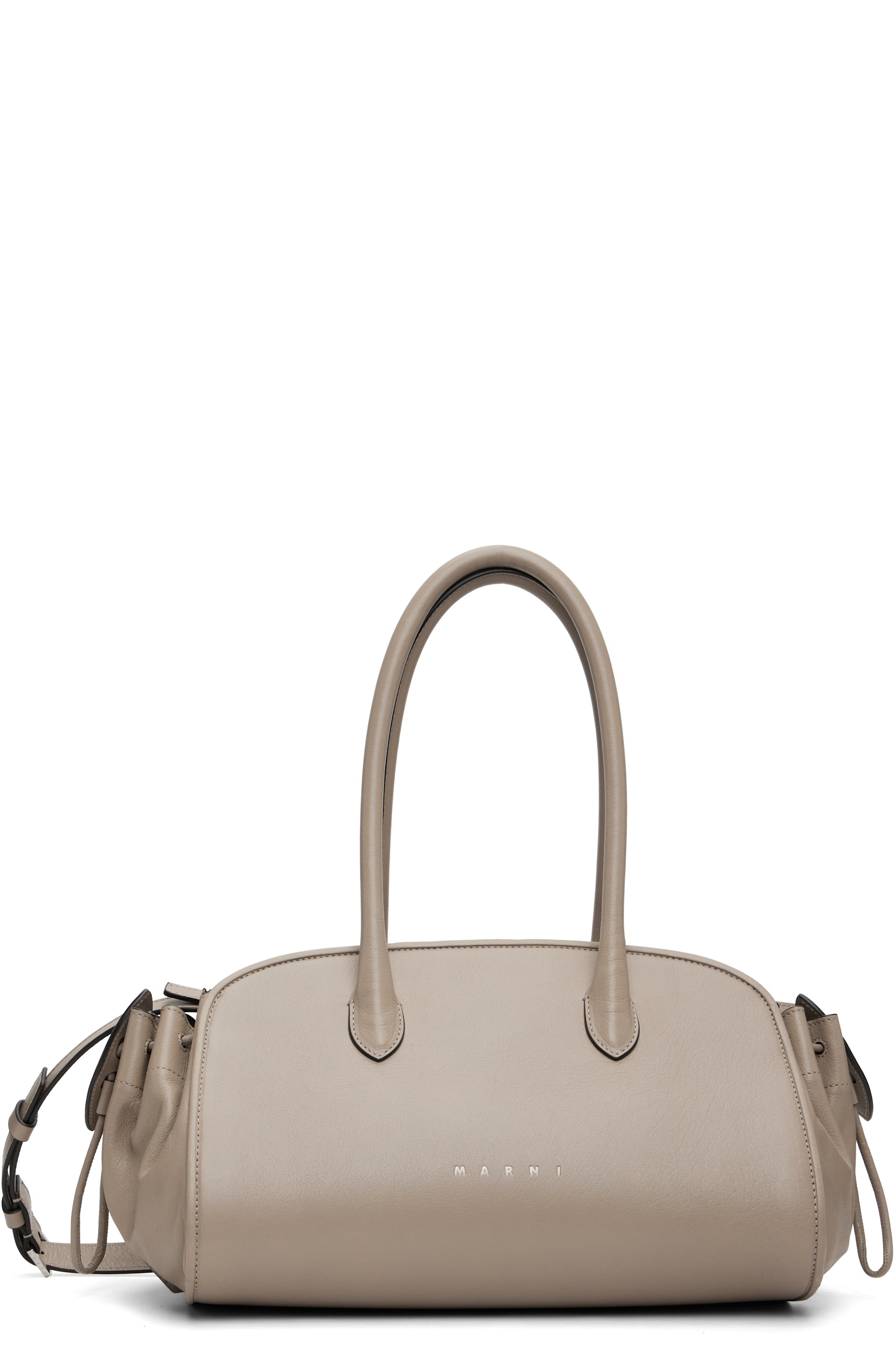 Marni - トープ スモール Tulipea レザー トップハンドル バッグ