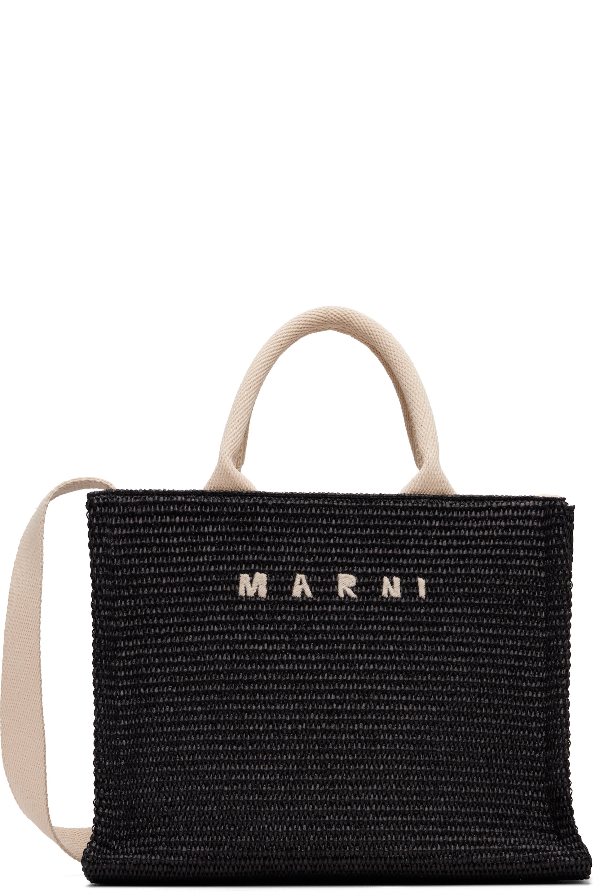 Marni - ブラック スモール Raffia-Effect トートバッグ