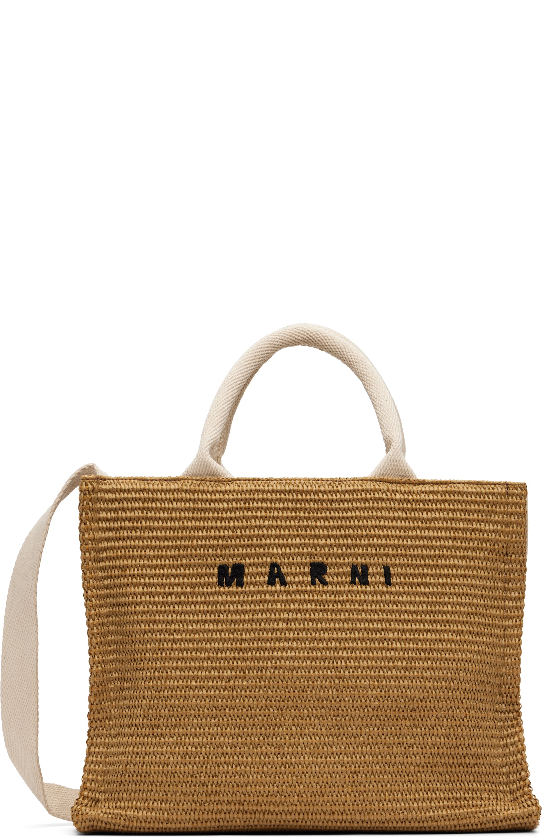 Marni - タン スモール Raffia-Effect トートバッグ