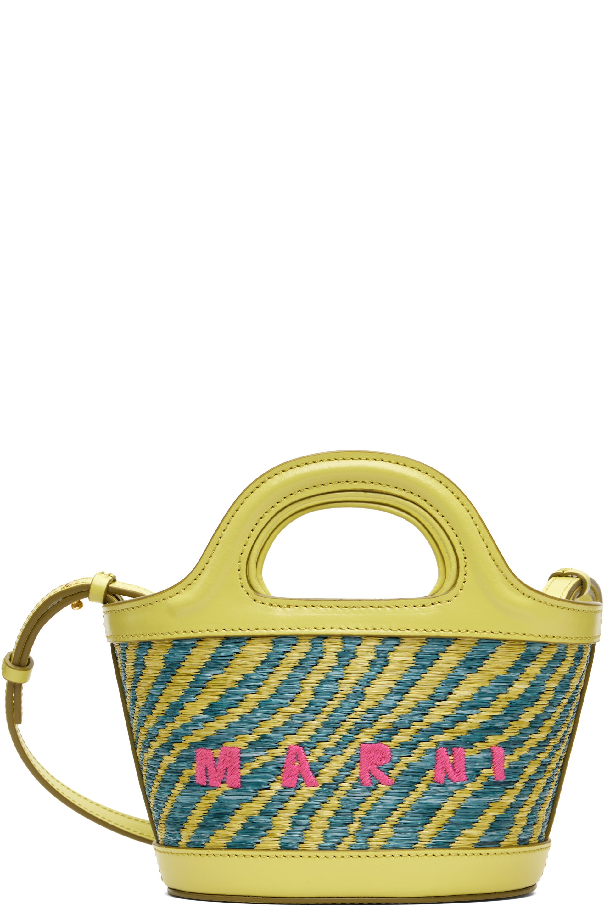 Marni - グリーン マイクロ Wavy Raffia-Effect Tropicalia トートバッグ
