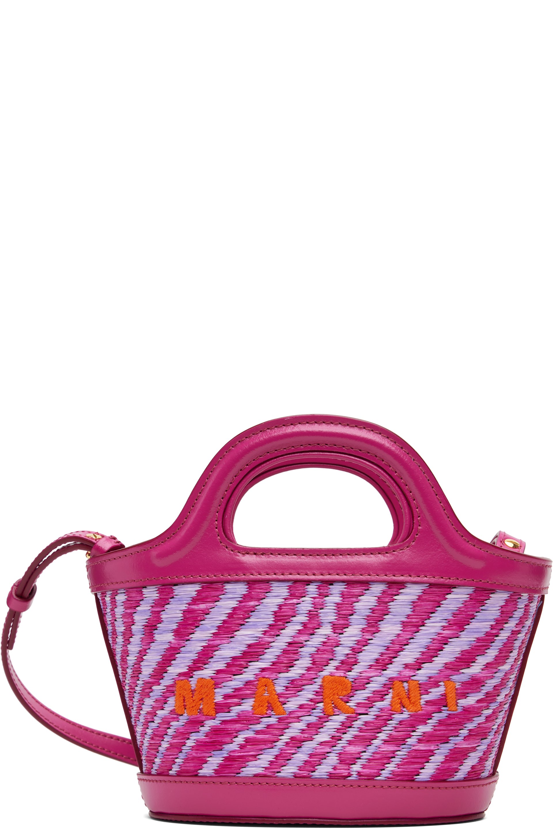 Marni - ピンク マイクロ Wavy Raffia-Effect Tropicalia トートバッグ