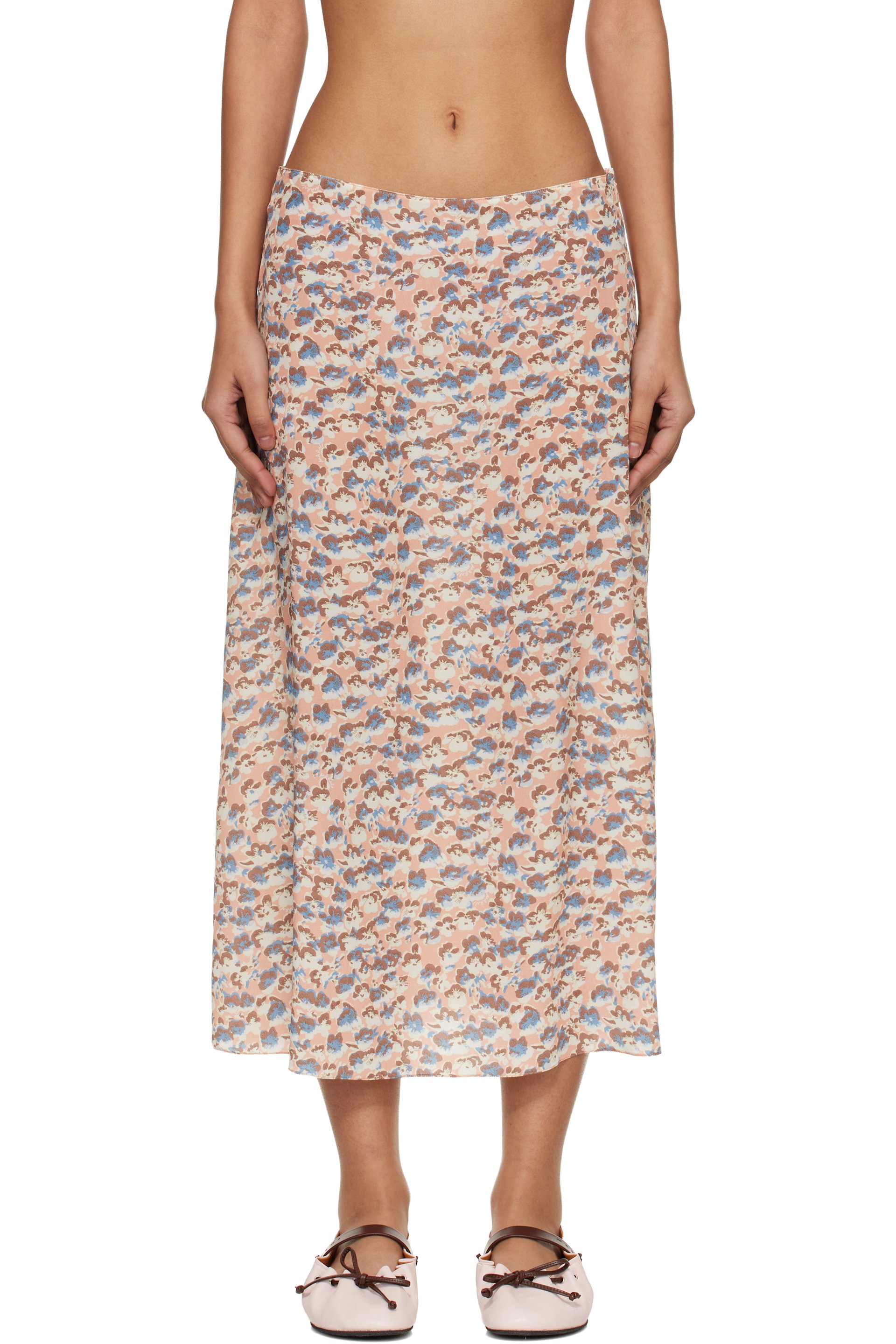 Marni - ピンク Anemones Print クレープデシン フルイド ミディアムスカート