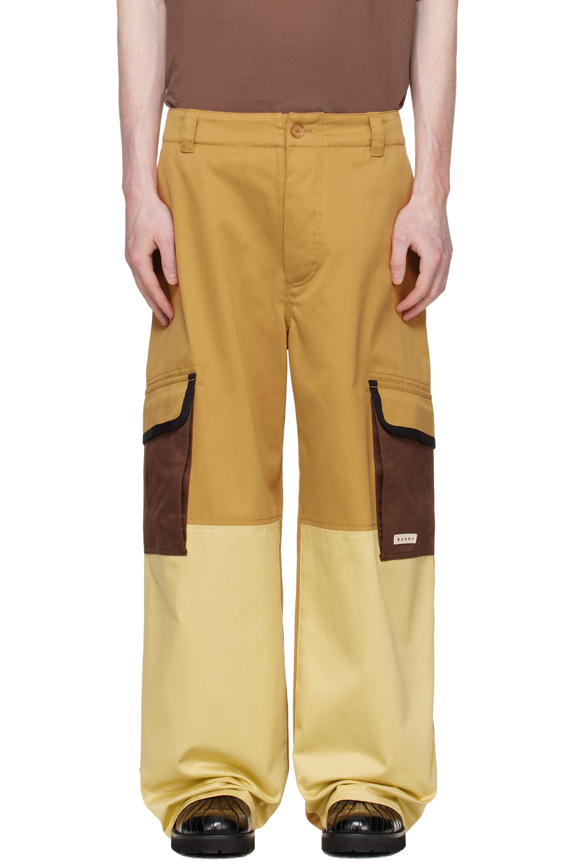 Marni - 黄褐色 Water-Repellent Colour-Block 工装裤