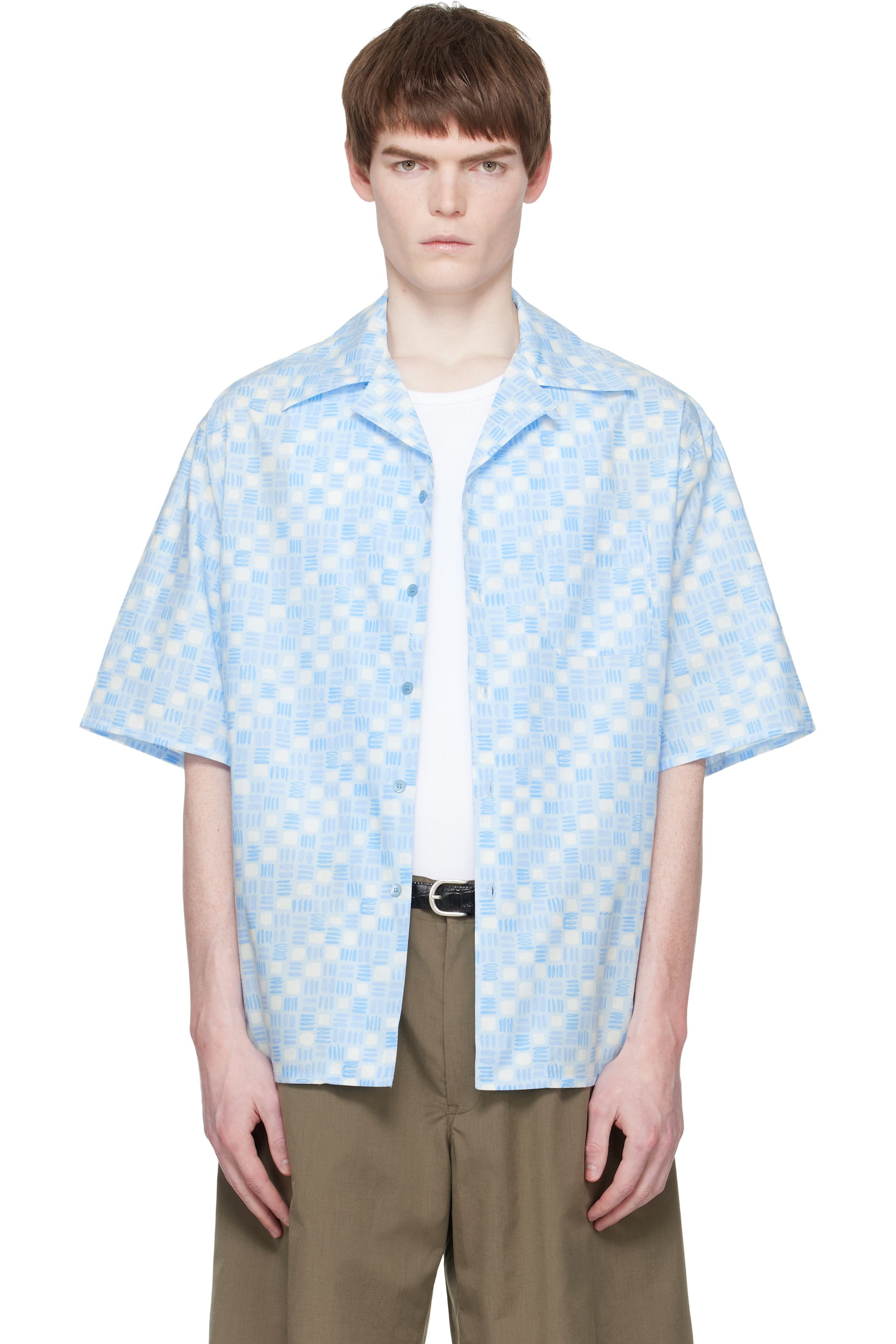 Marni - 蓝色 Rhythms Print Poplin 衬衫