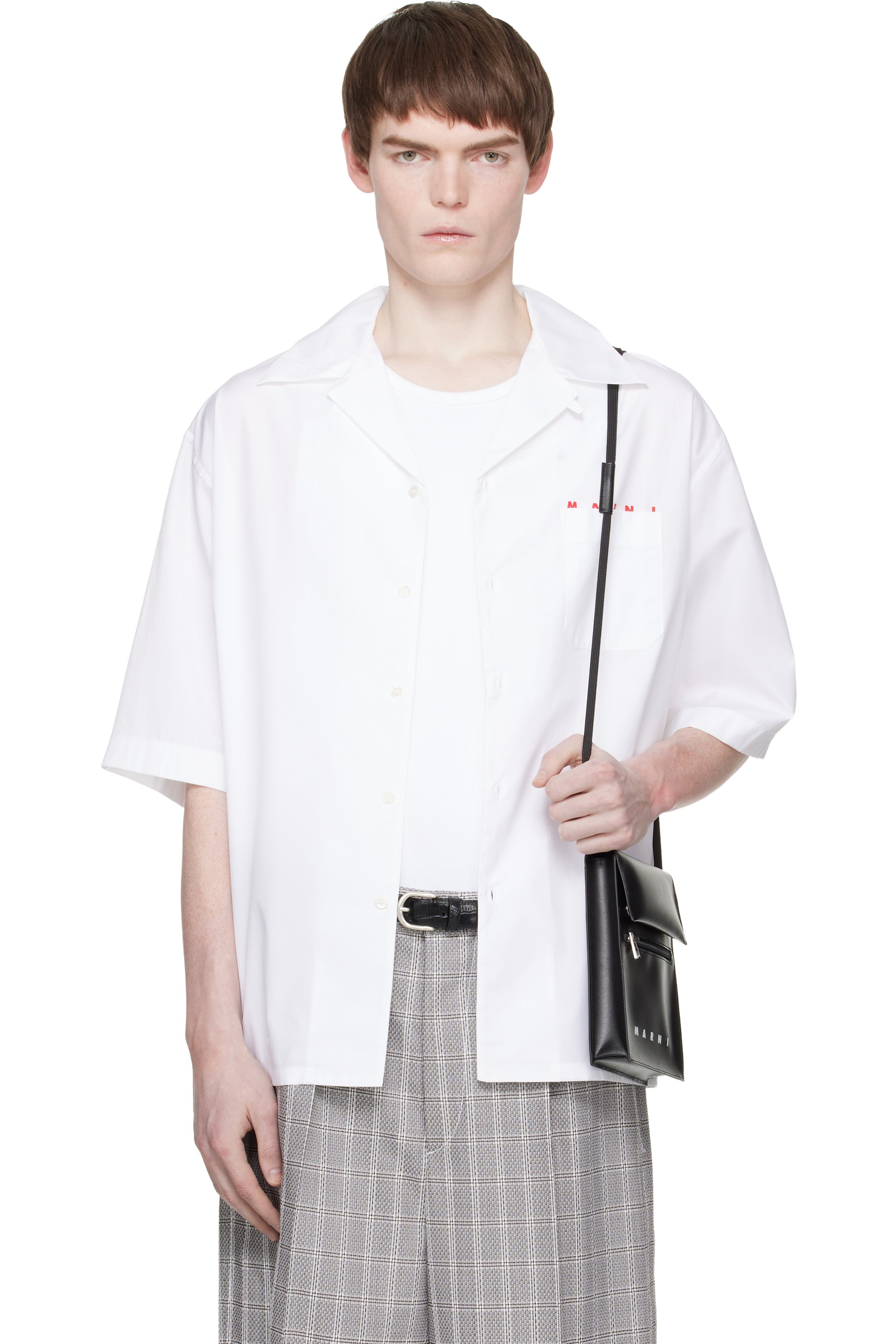 Marni - 白色 Peeping Marni Logo Bowling 衬衫