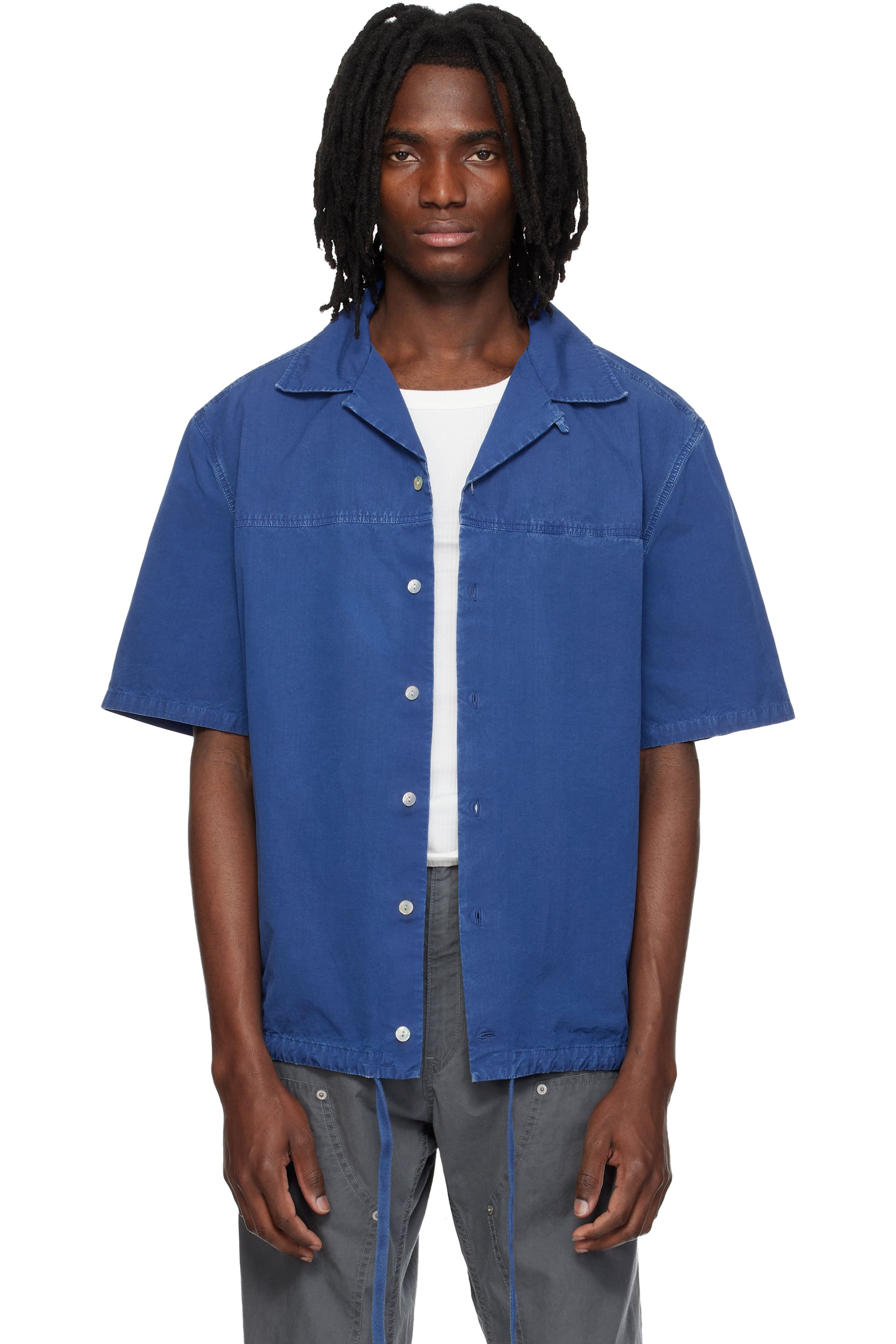 Marni - 蓝色 Drawstring Hem Cotton 衬衫