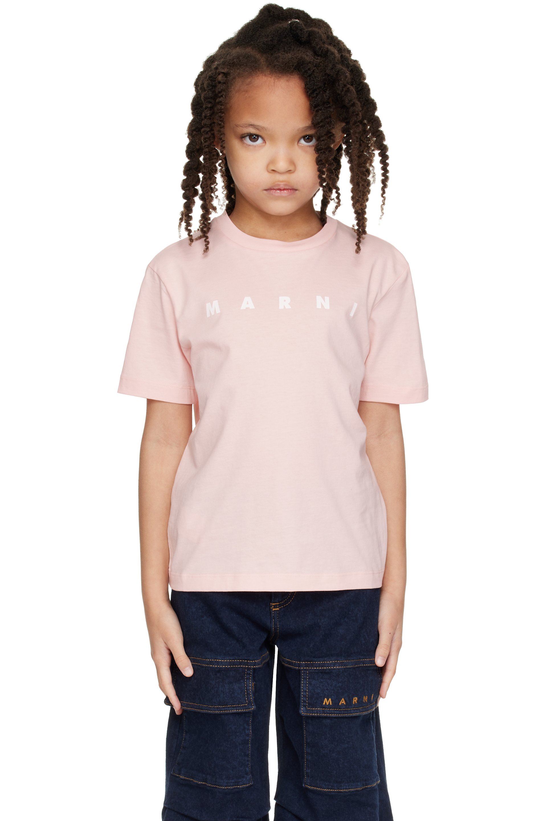 Marni - 粉色 Cotton Logo 儿童 T 恤