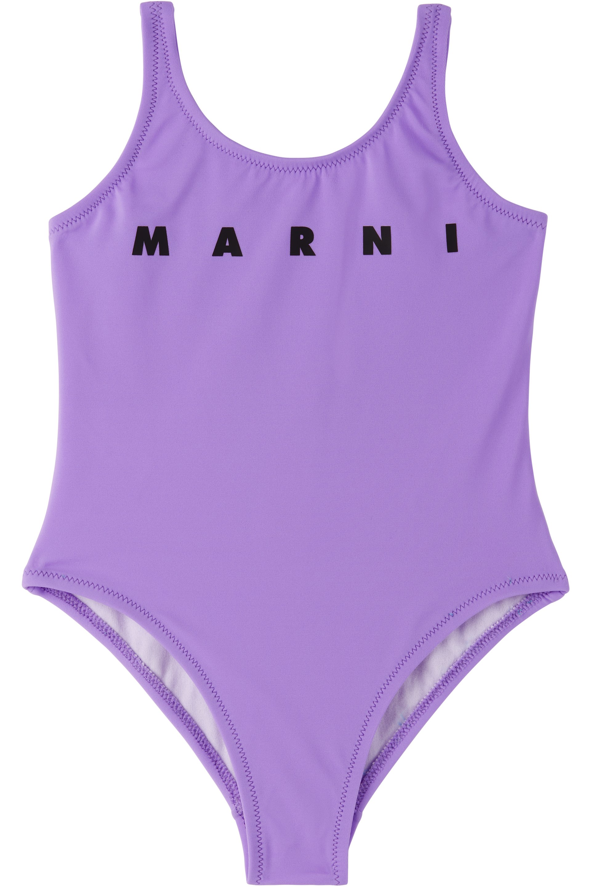 Marni - Kids Purple Nylon 'Marni' Print Swimsuit