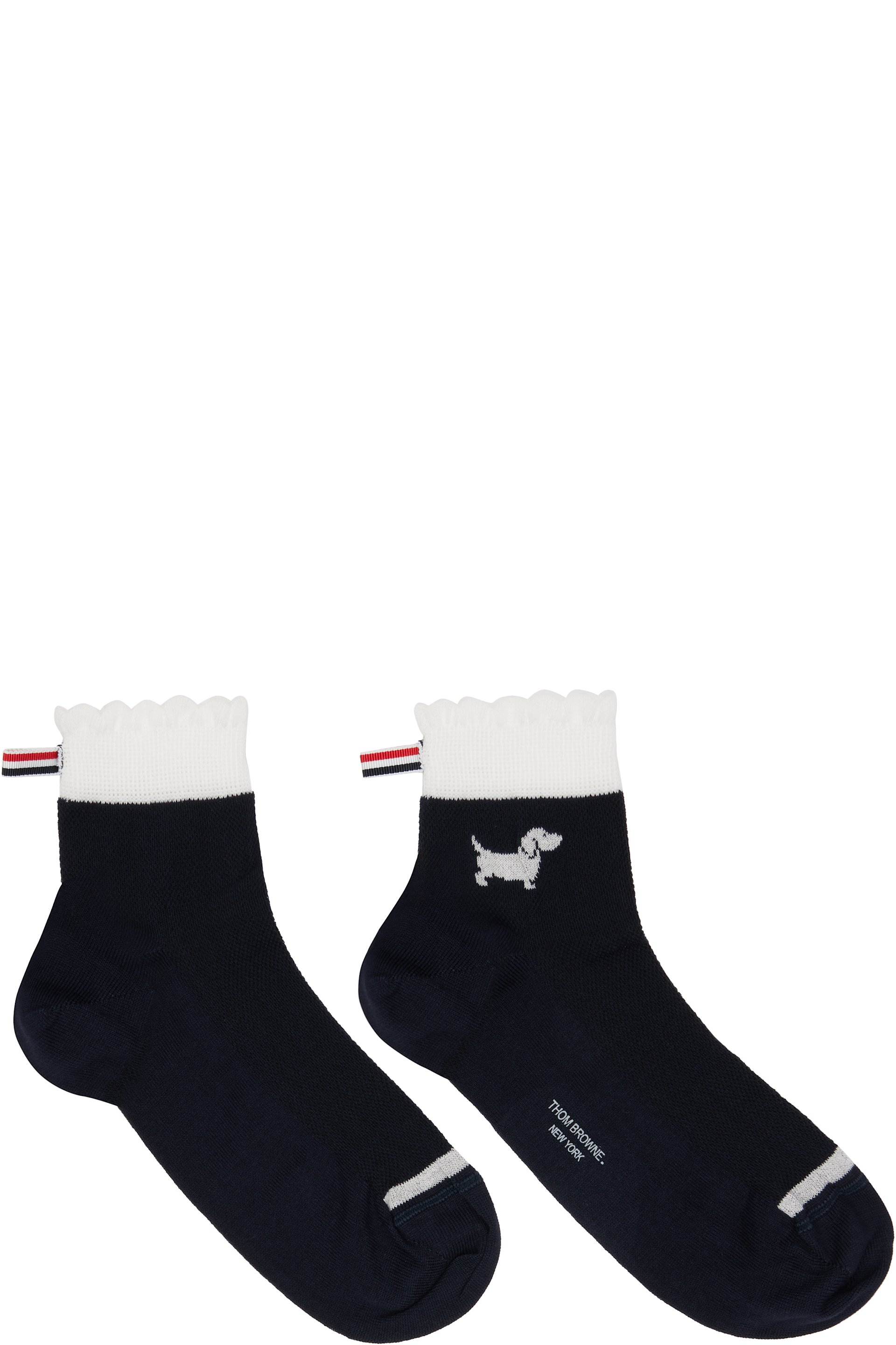 Thom Browne - Black Pointelle Stitch Hector Crew Socks