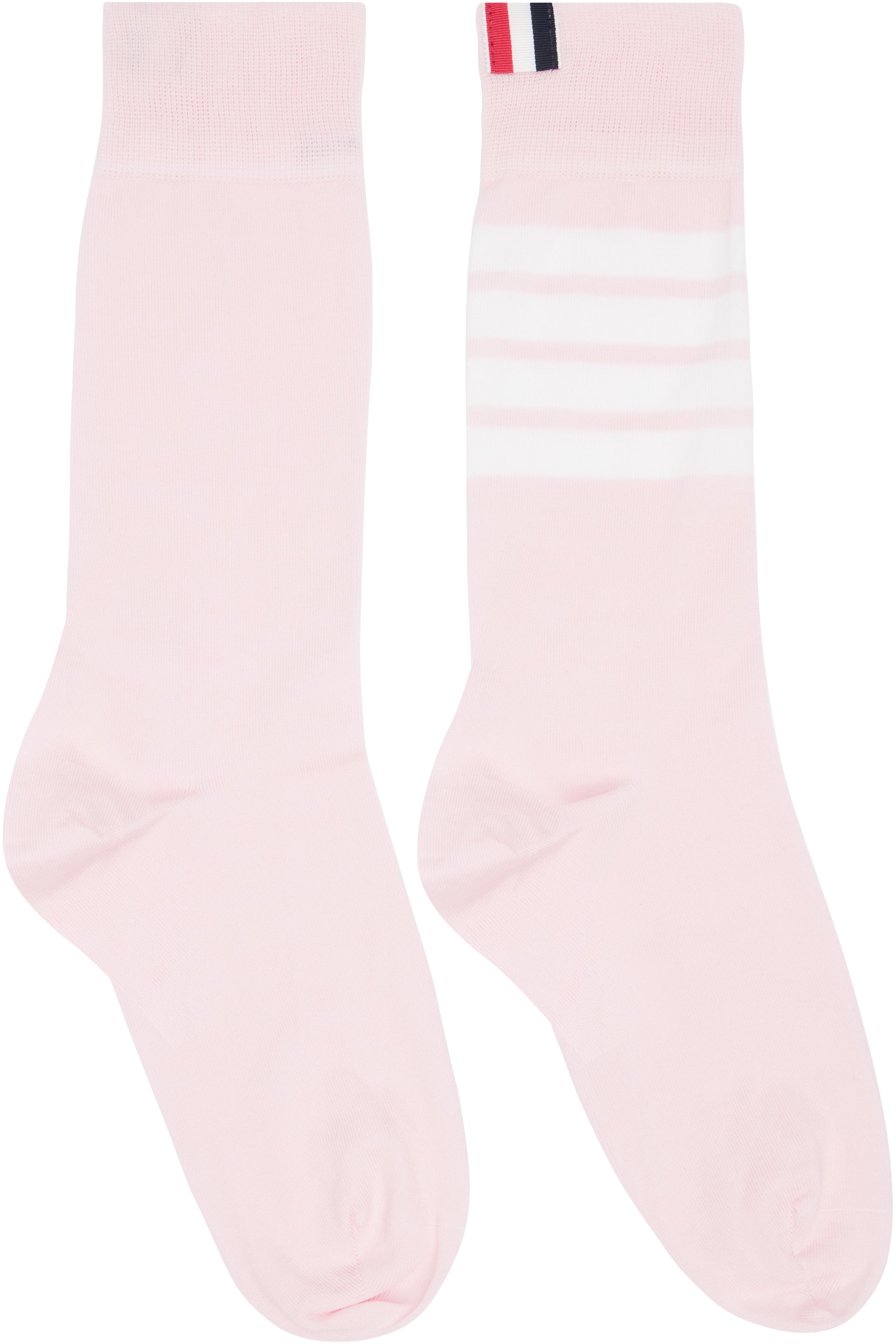 Thom Browne - Pink Cotton 4-Bar Mid Calf Socks