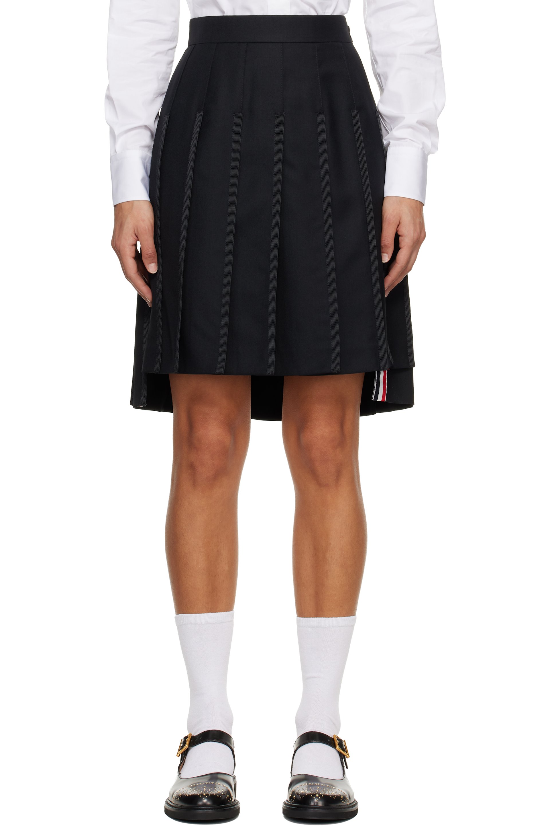 Thom Browne - 黑色 Super 120s Twill Pleated 半身裙