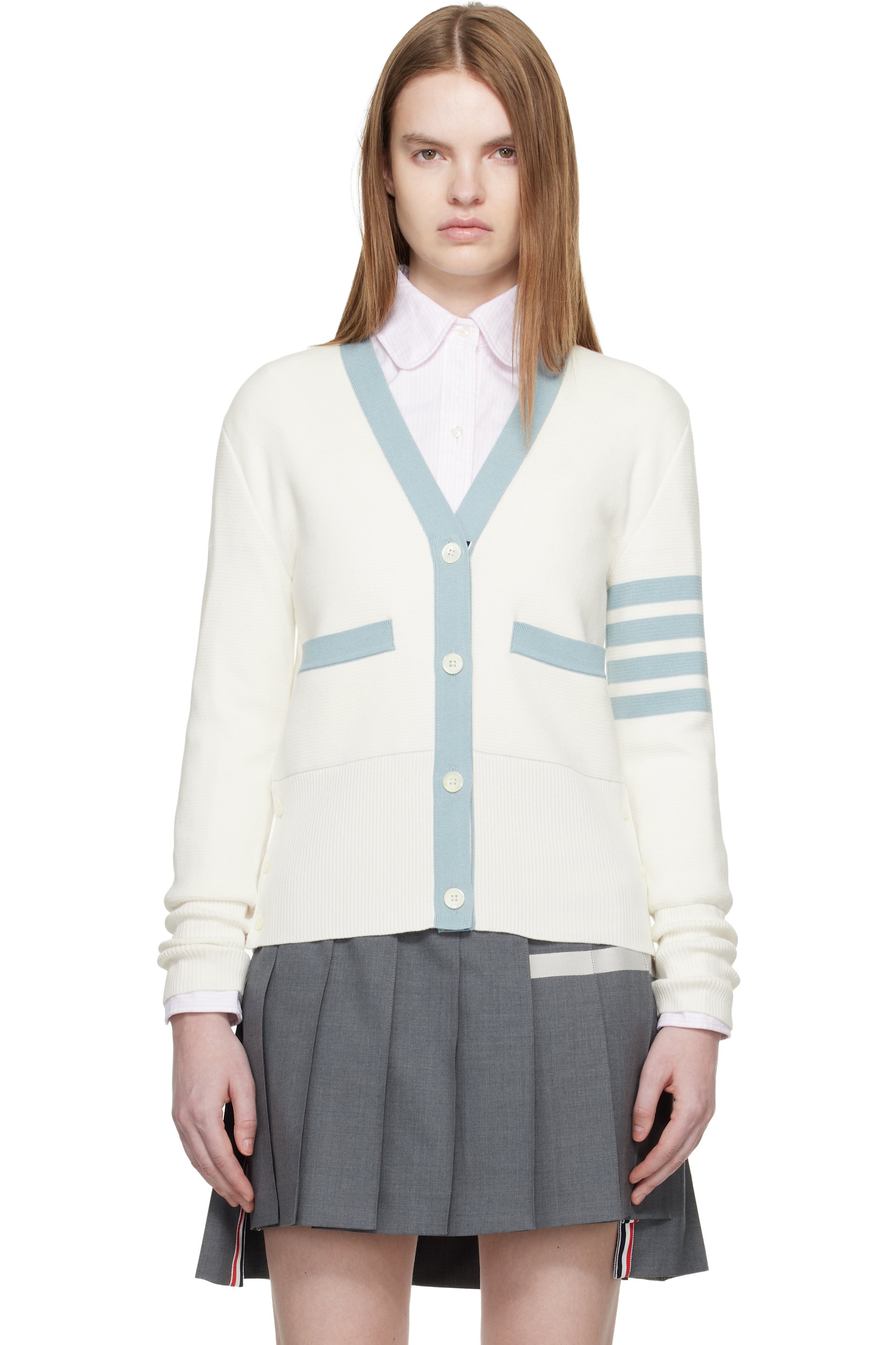 Thom Browne - オフホワイト Milano Stitch Cotton 4-Bar カーディガン