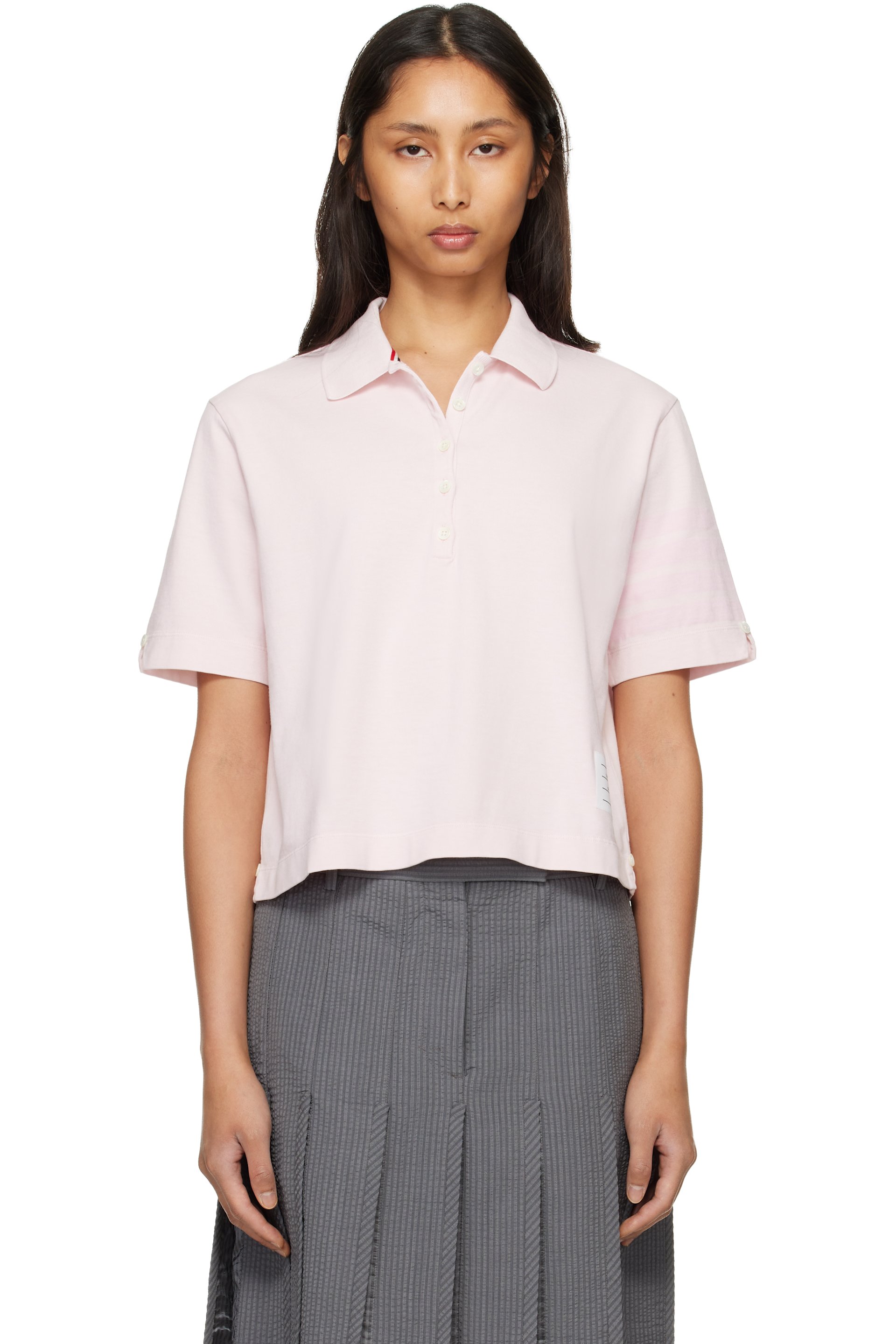 Thom Browne - 粉色 Overdyed 4-Bar Jersey Polo 衫