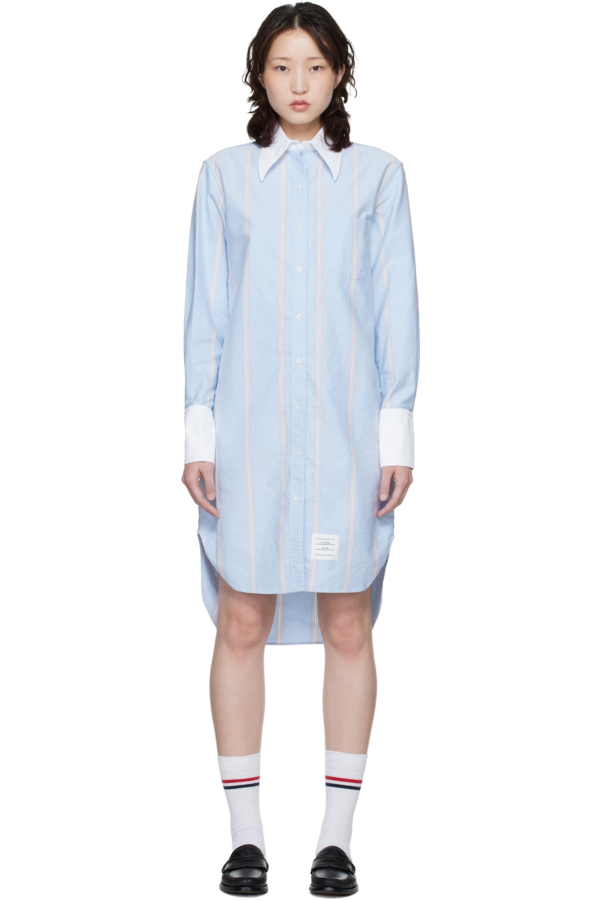 Thom Browne - 蓝色 Exaggerated Easy Fit Point Collar 连衣裙