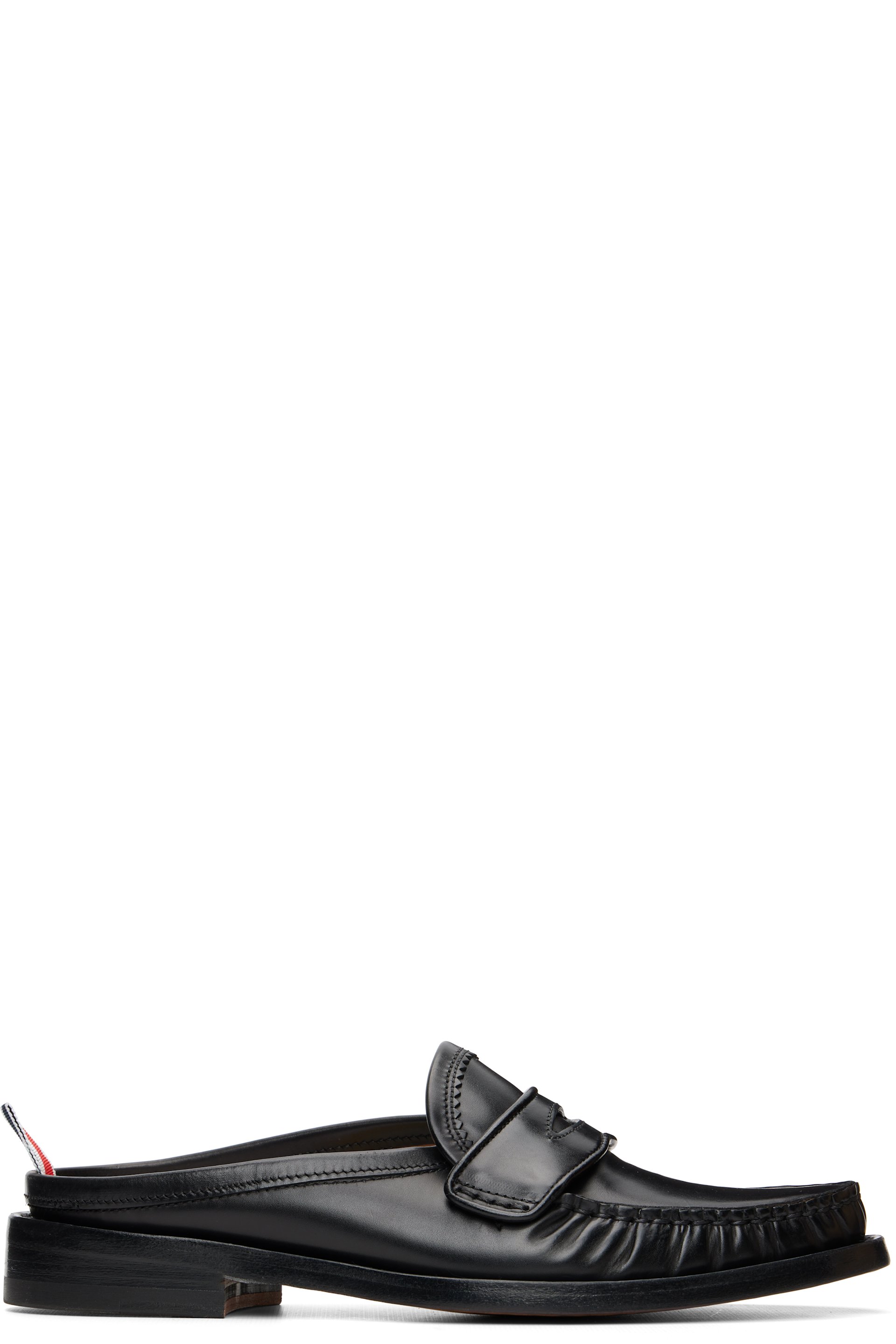Thom Browne - 黑色 Calf Flexible Leather Mule Penny 穆勒鞋