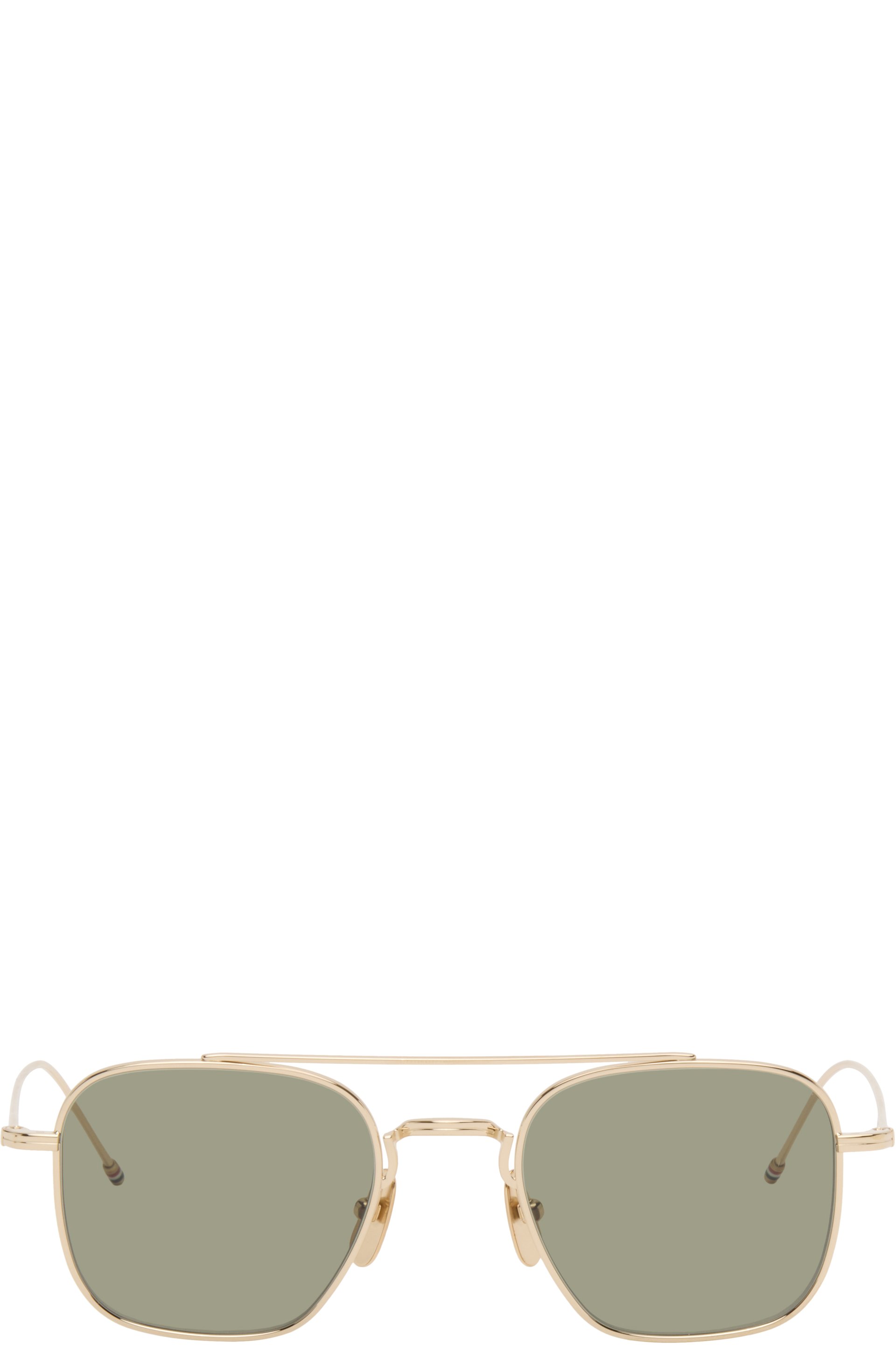 Thom Browne - Gold Titanium Squared Aviator Sunglasses