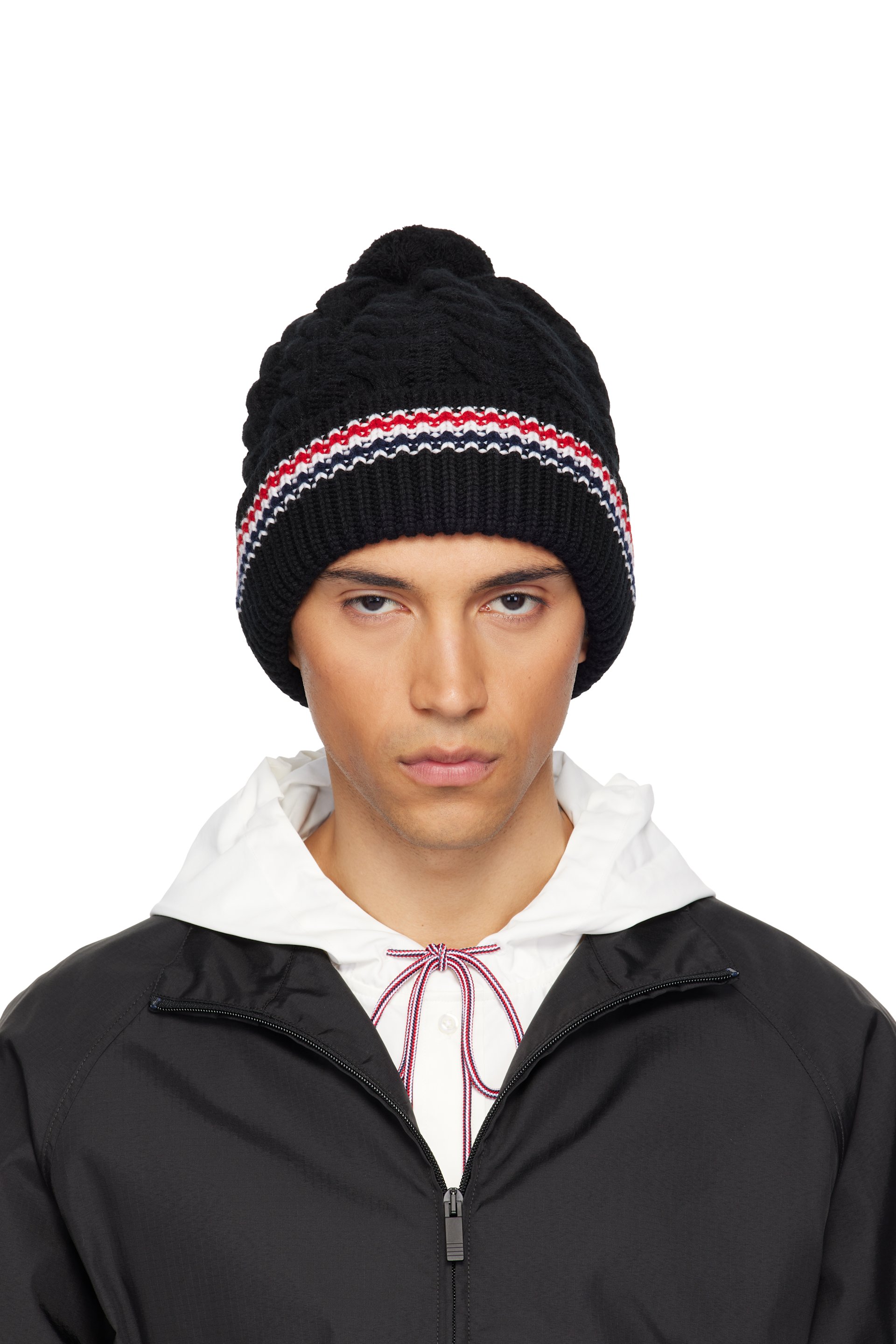 Thom Browne - Black Cashmere Baby Cable Stitch Pom Pom Beanie