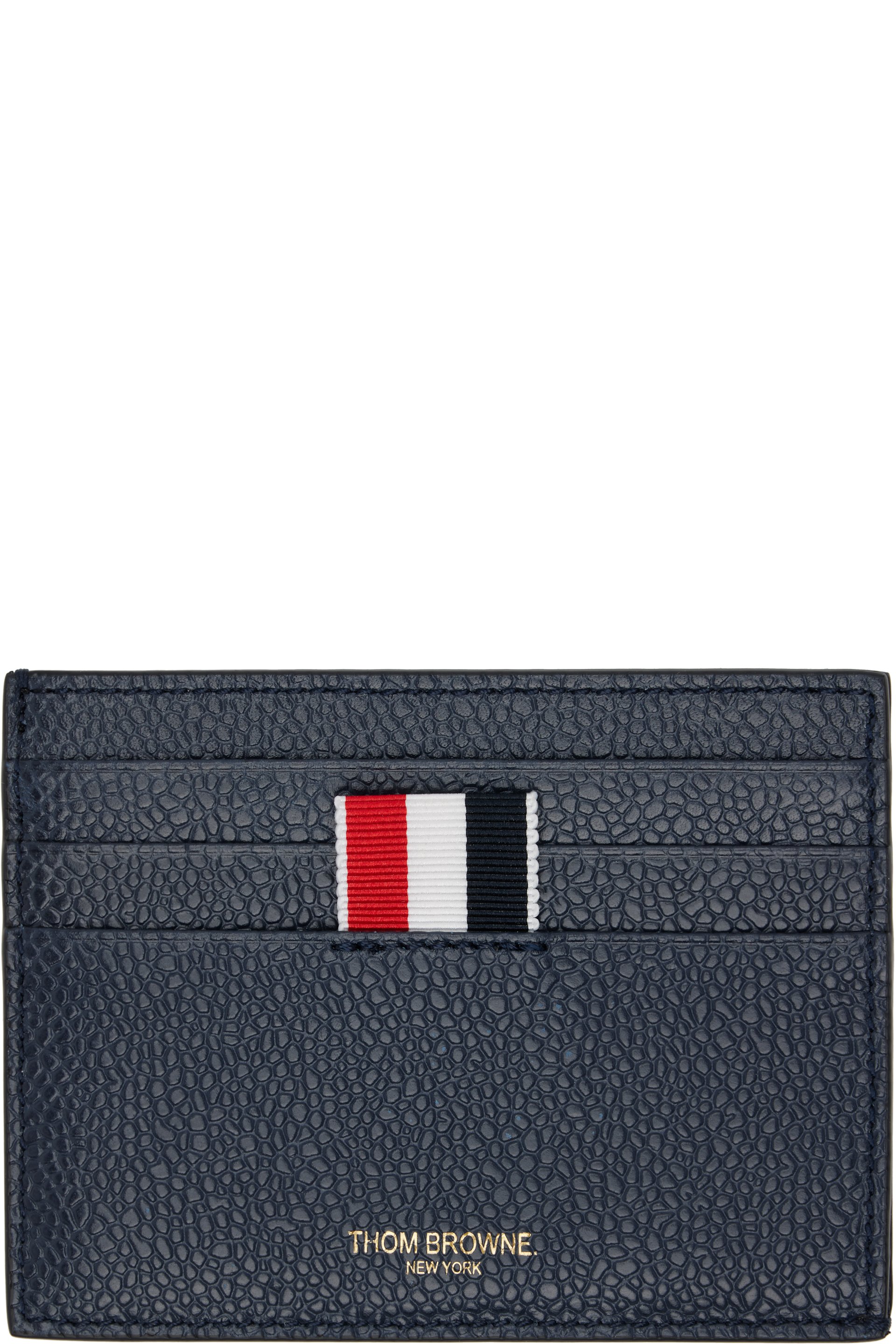 Thom Browne - Navy Pebble Grain Note Compartment Card Holder