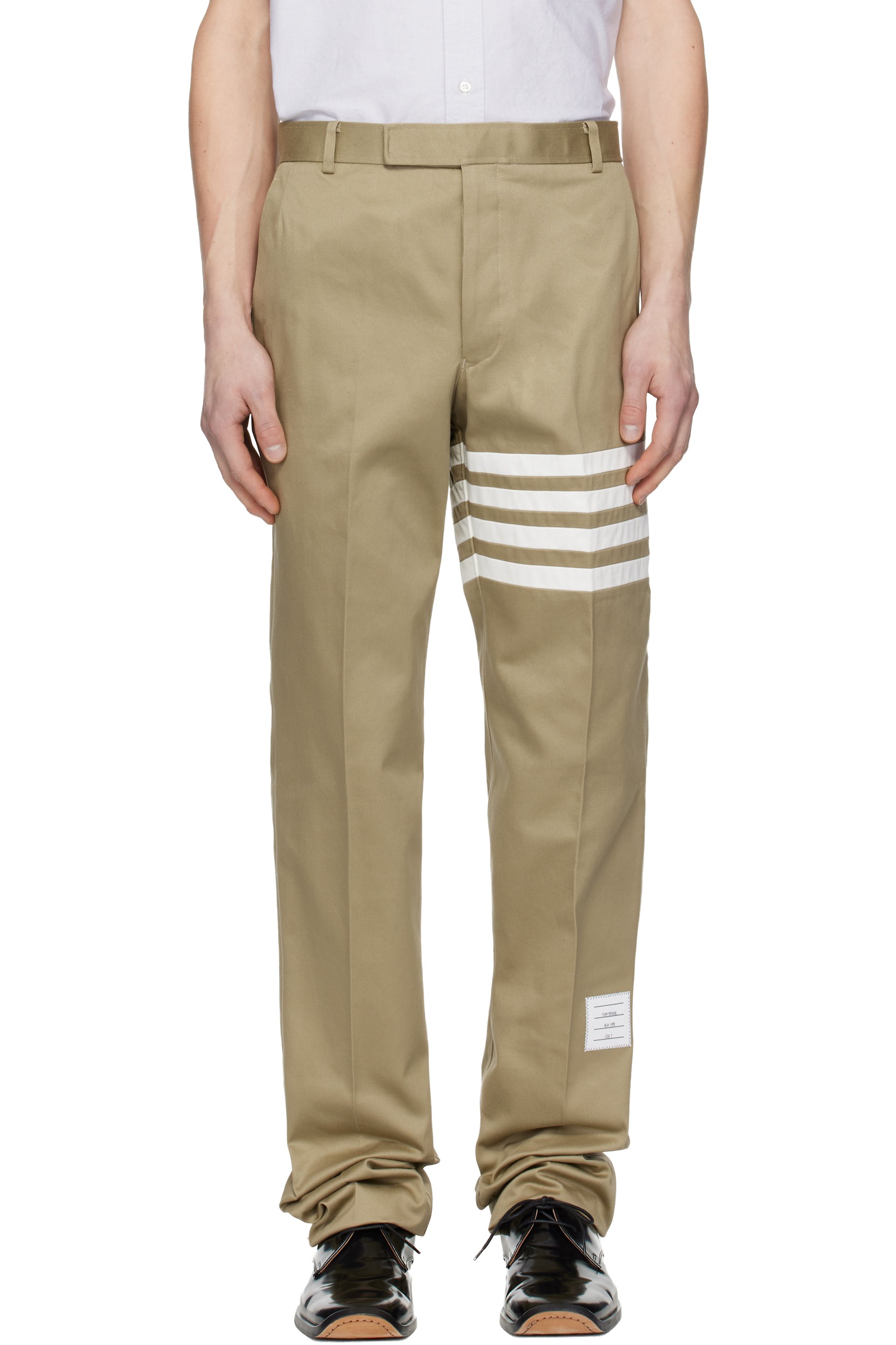 Thom Browne - Beige Cotton Twill 4-Bar Unconstructed Chino Trousers