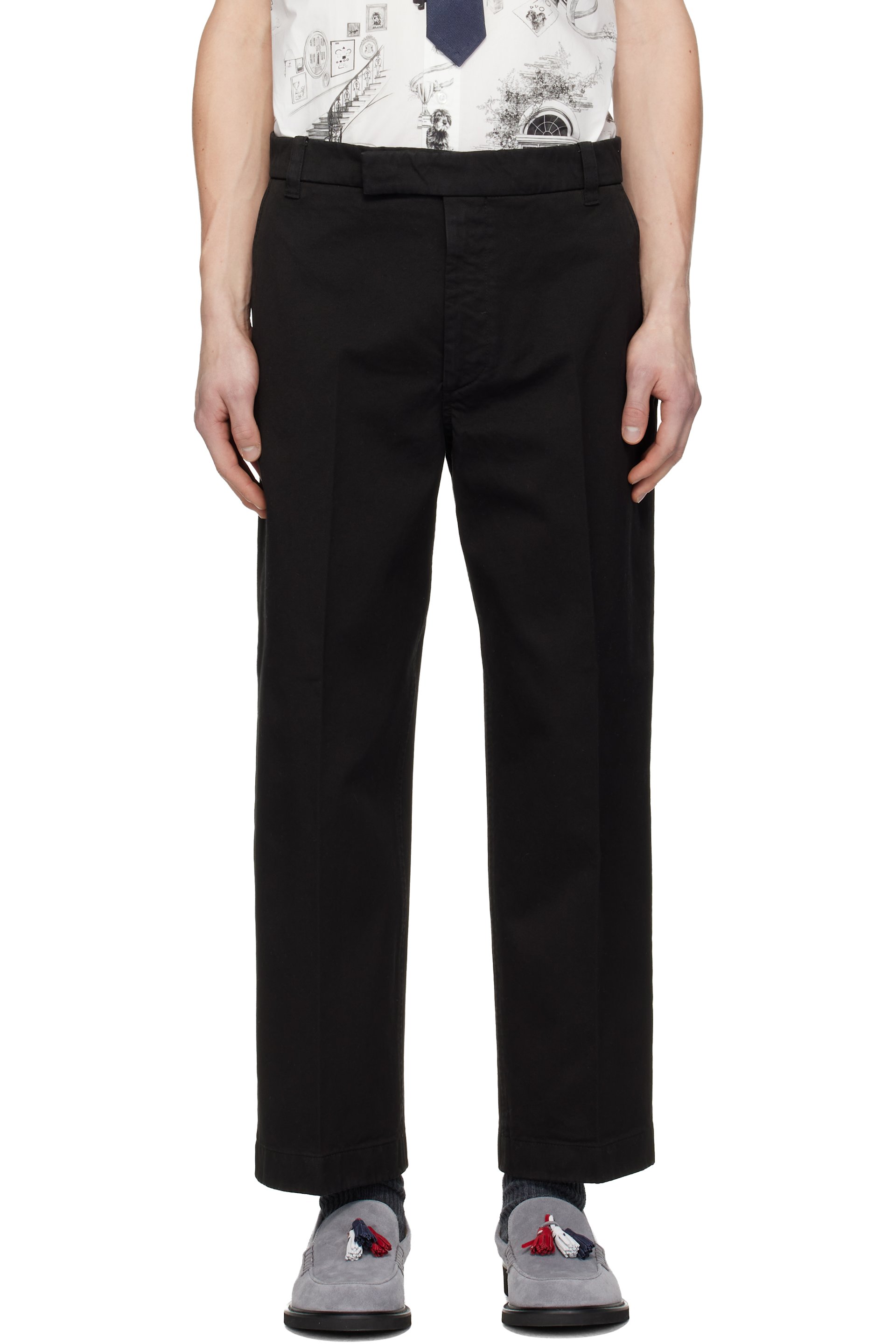 Thom Browne - Black Cotton Twill Utility Trousers