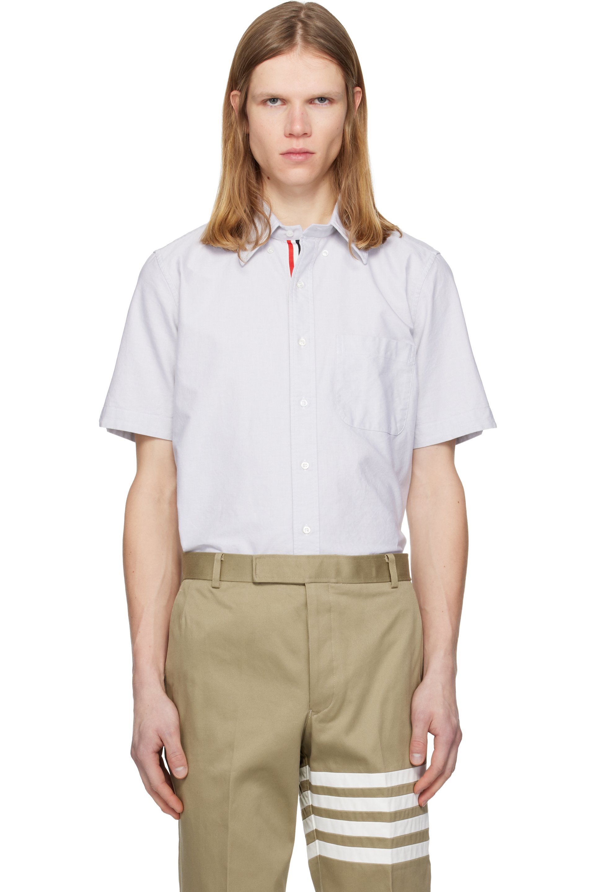 Thom Browne - Gray Oxford Short Sleeve Shirt