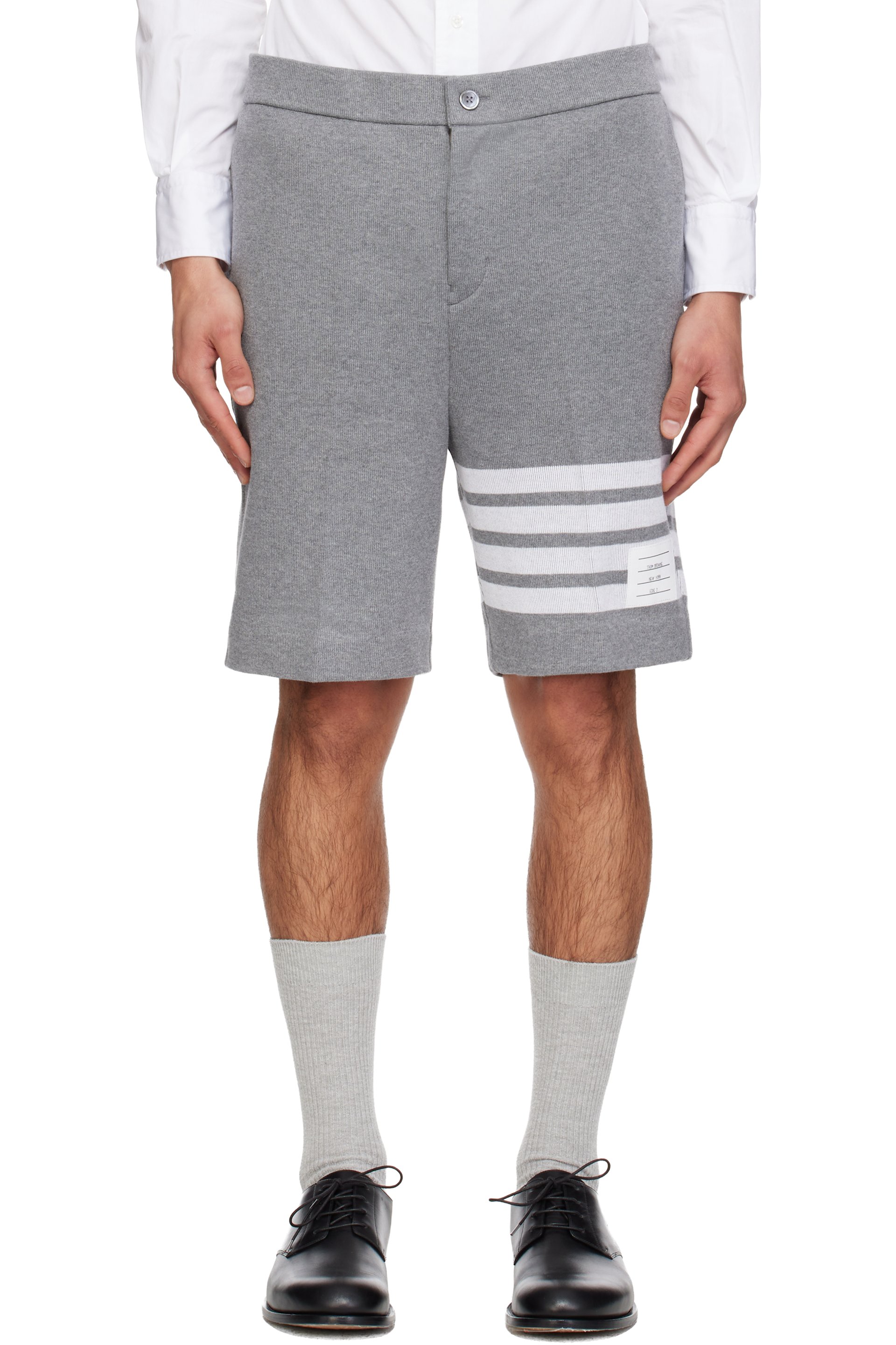 Thom Browne - Gray Double Face Knit 4-Bar Bermuda Shorts