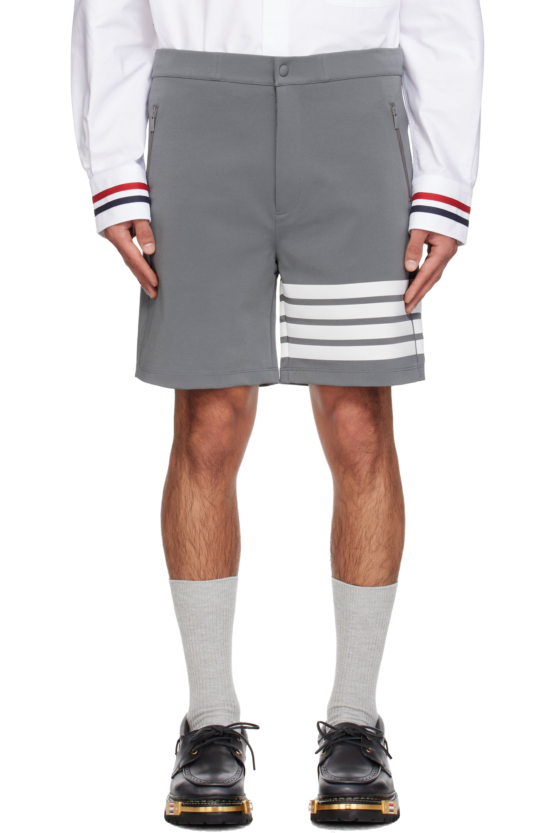 Thom Browne - Gray 4-Bar Tech Shorts
