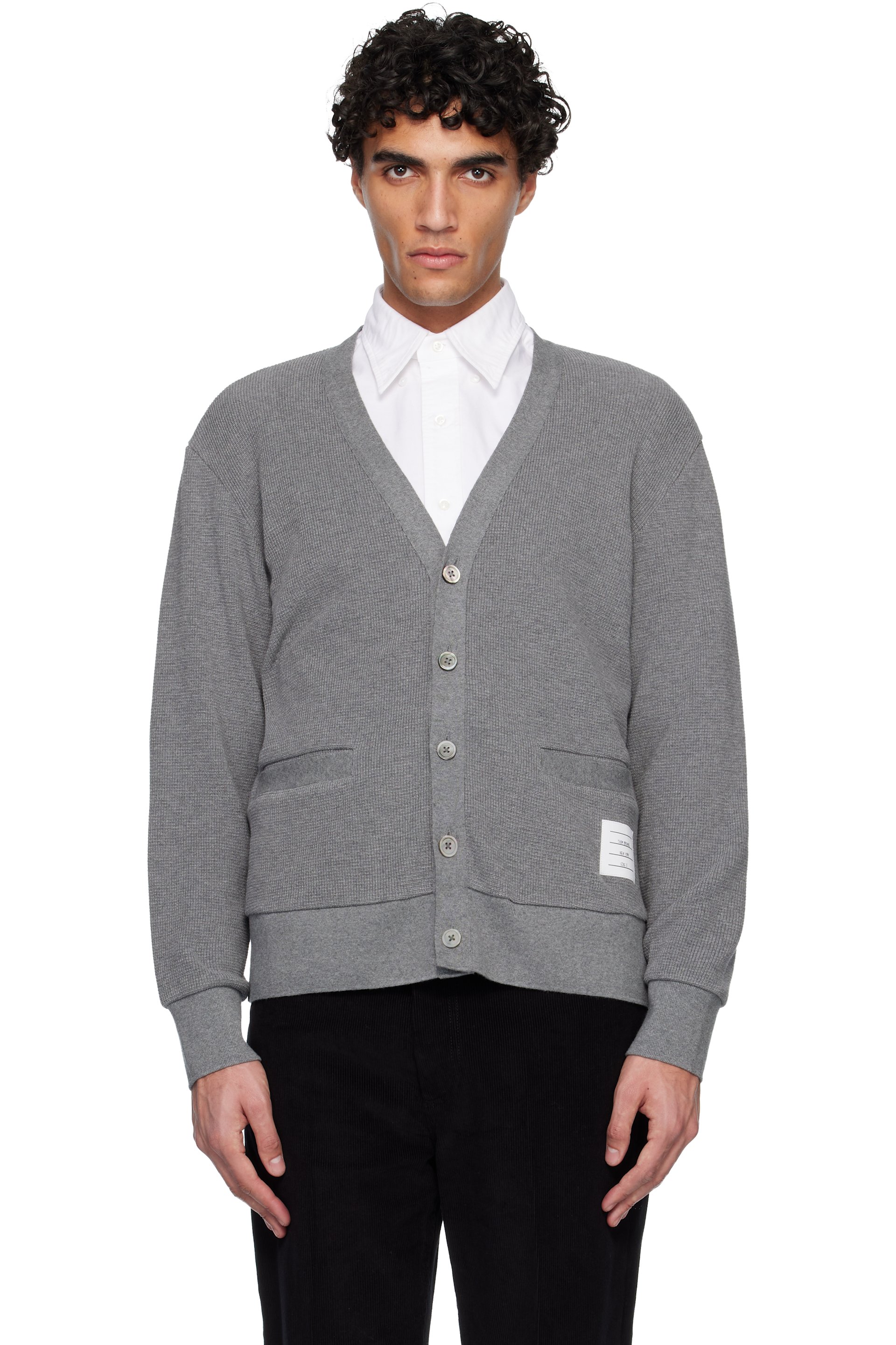 Thom Browne - 灰色 V 领开衫