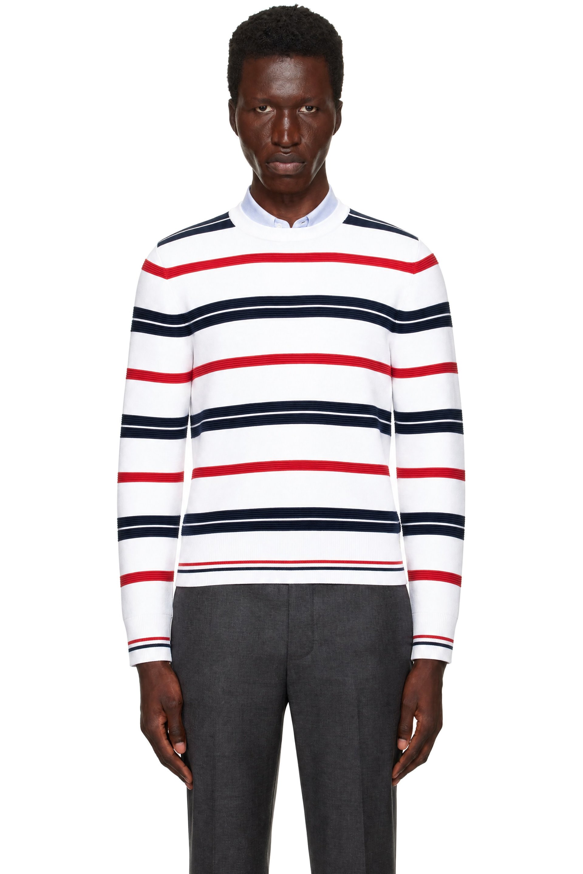 Thom Browne - White Rep Stripe RWB Pullover Sweater