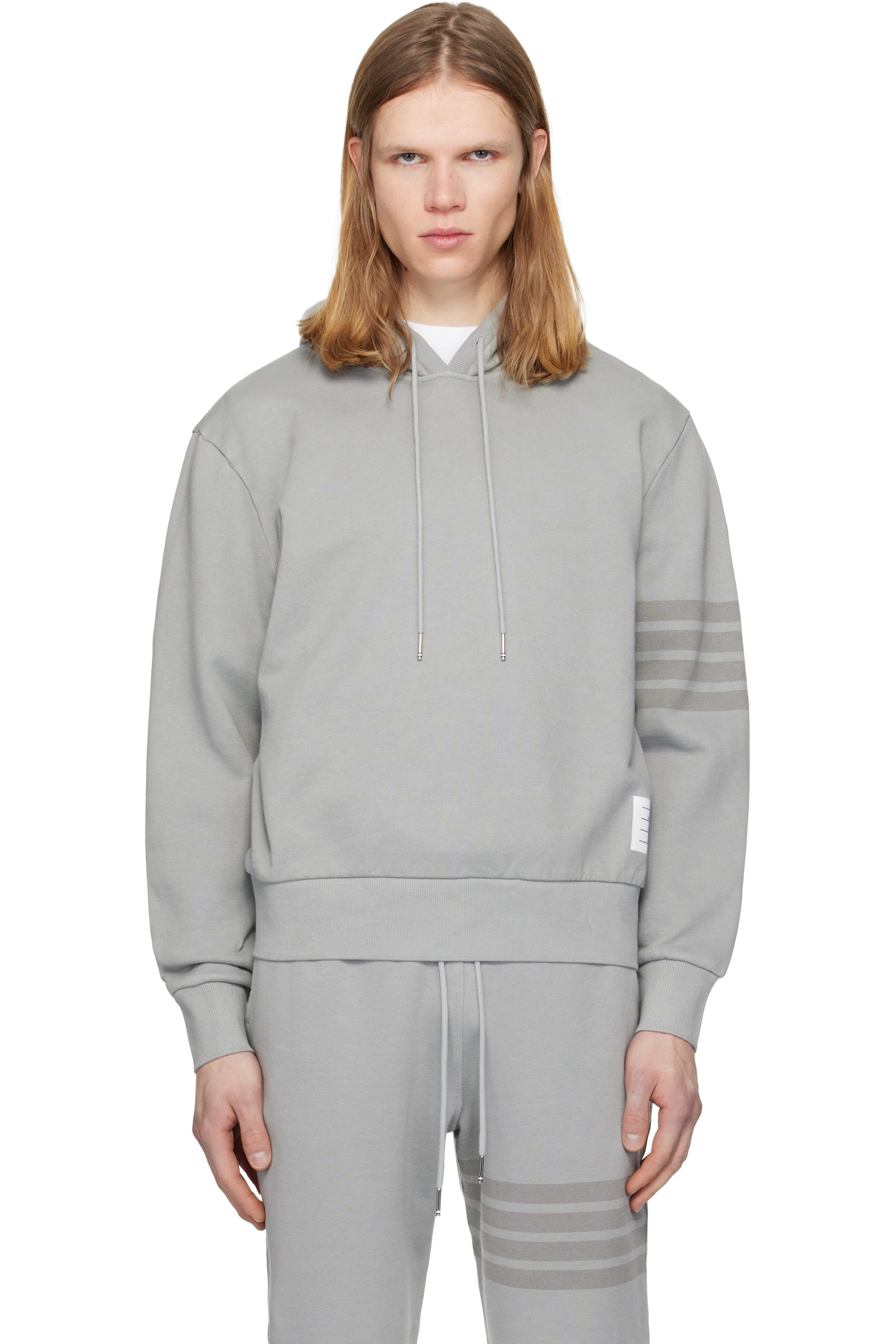 Thom Browne - Gray Solid Loopback Overdyed 4-Bar Hoodie