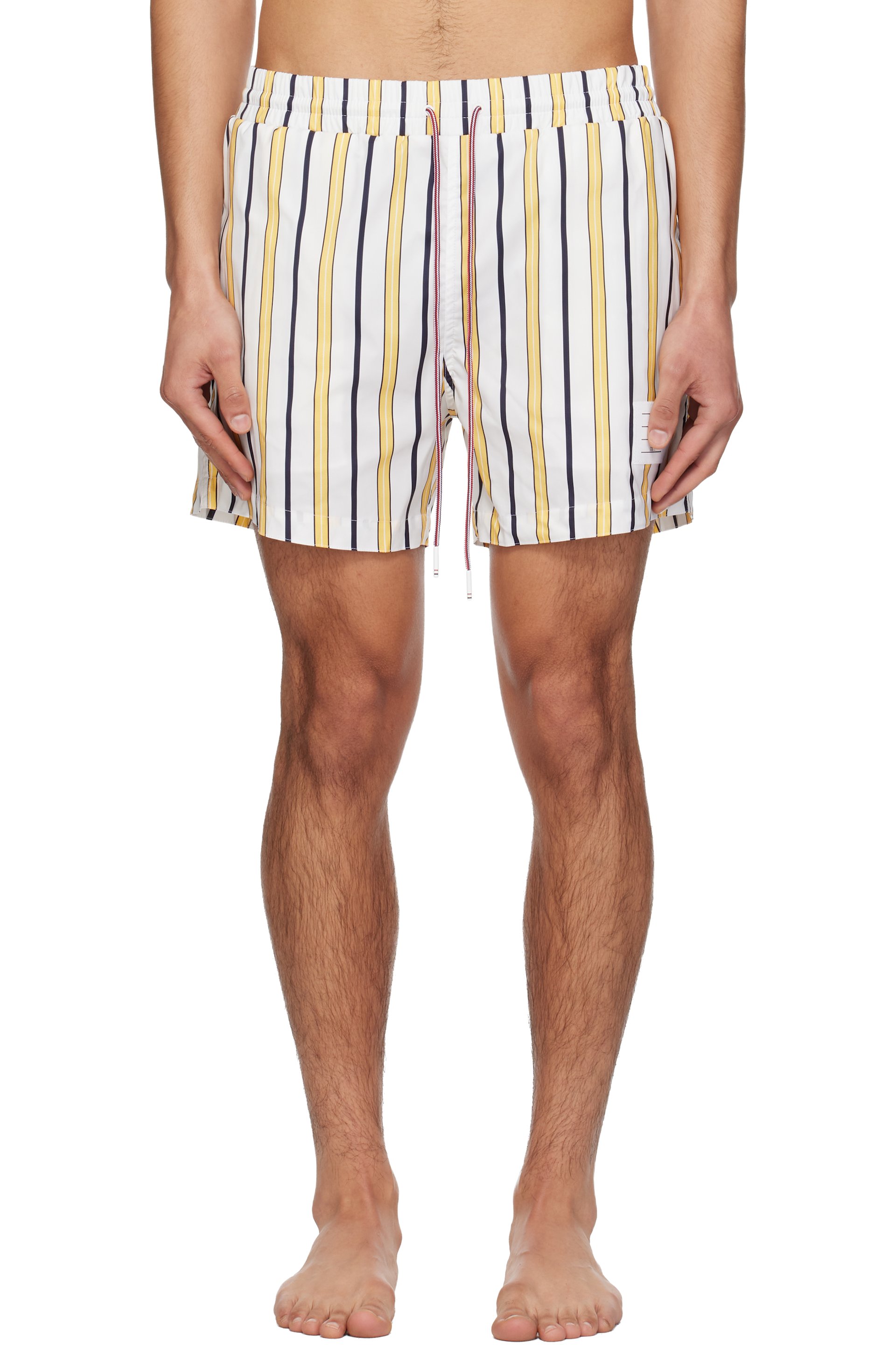 Thom Browne - White & Yellow Repp Stripe Swim Shorts