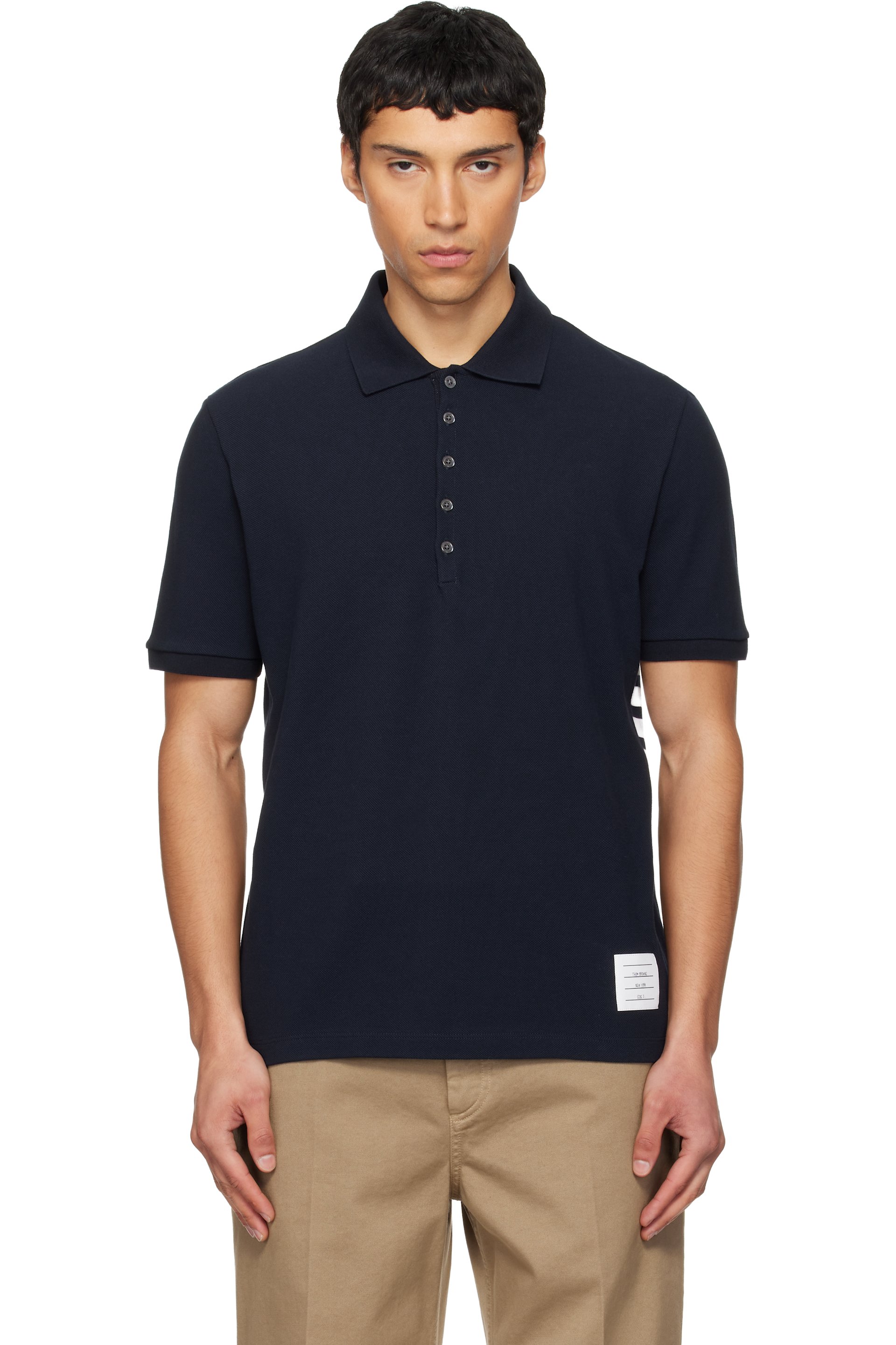 Thom Browne - Navy Classic Pique 4-Bar Polo