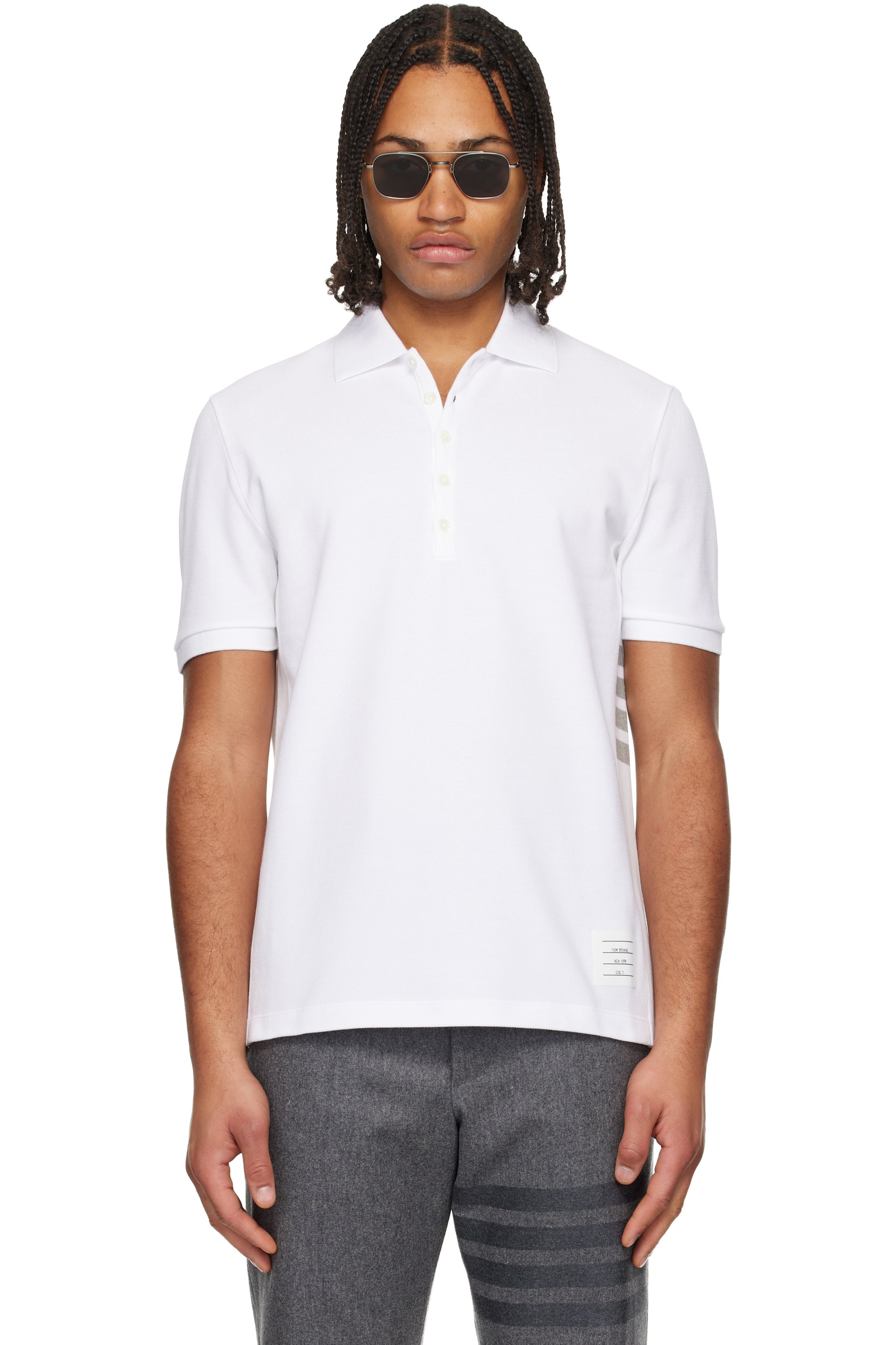 Thom Browne - White Classic Pique 4-Bar Polo