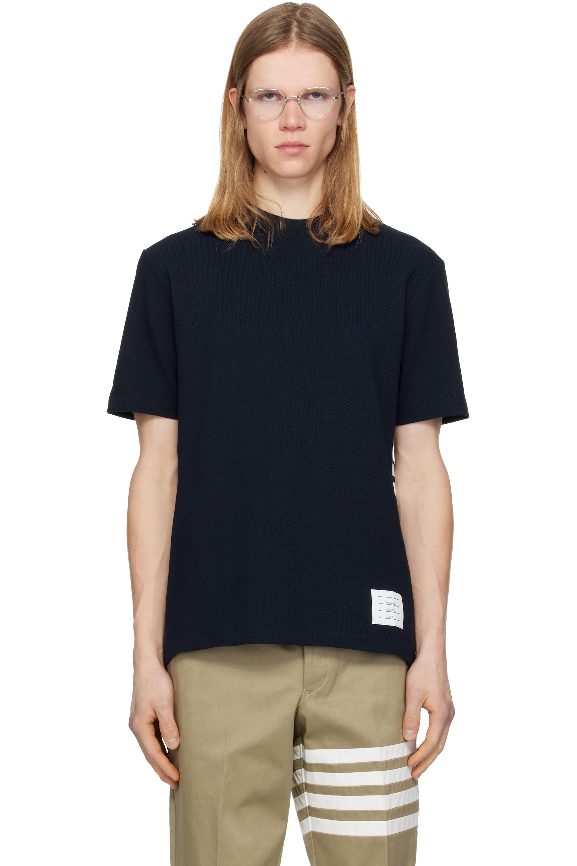 Thom Browne - Navy Classic Pique 4-Bar T-shirt