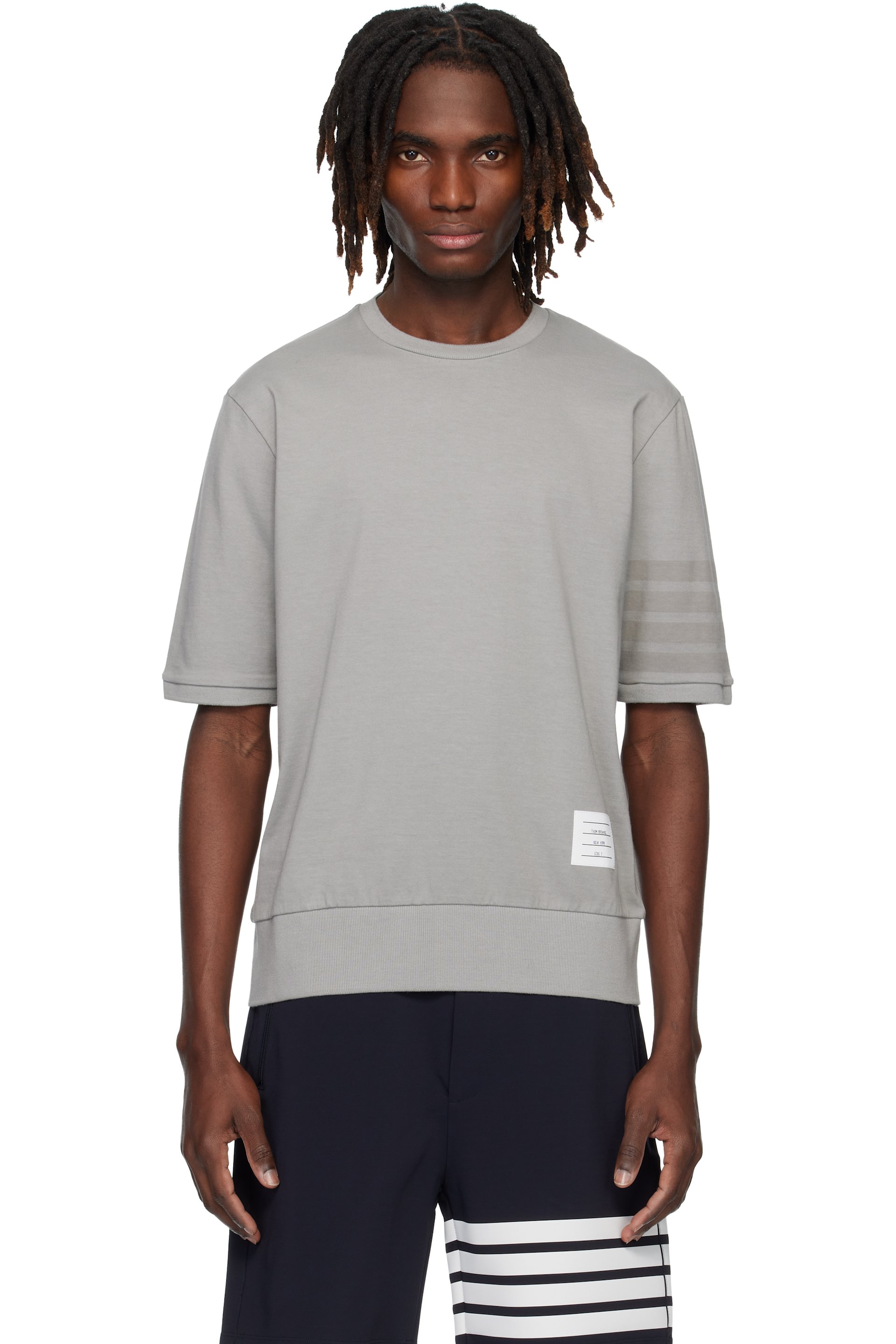 Thom Browne - Gray Cotton Jersey 4-Bar T-shirt