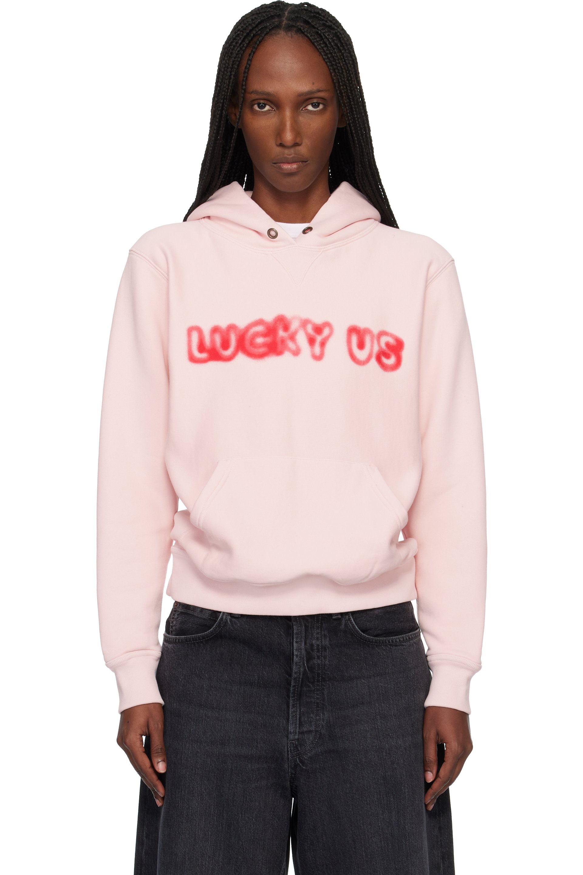 Kenzo - Pull à capuche rose à texte