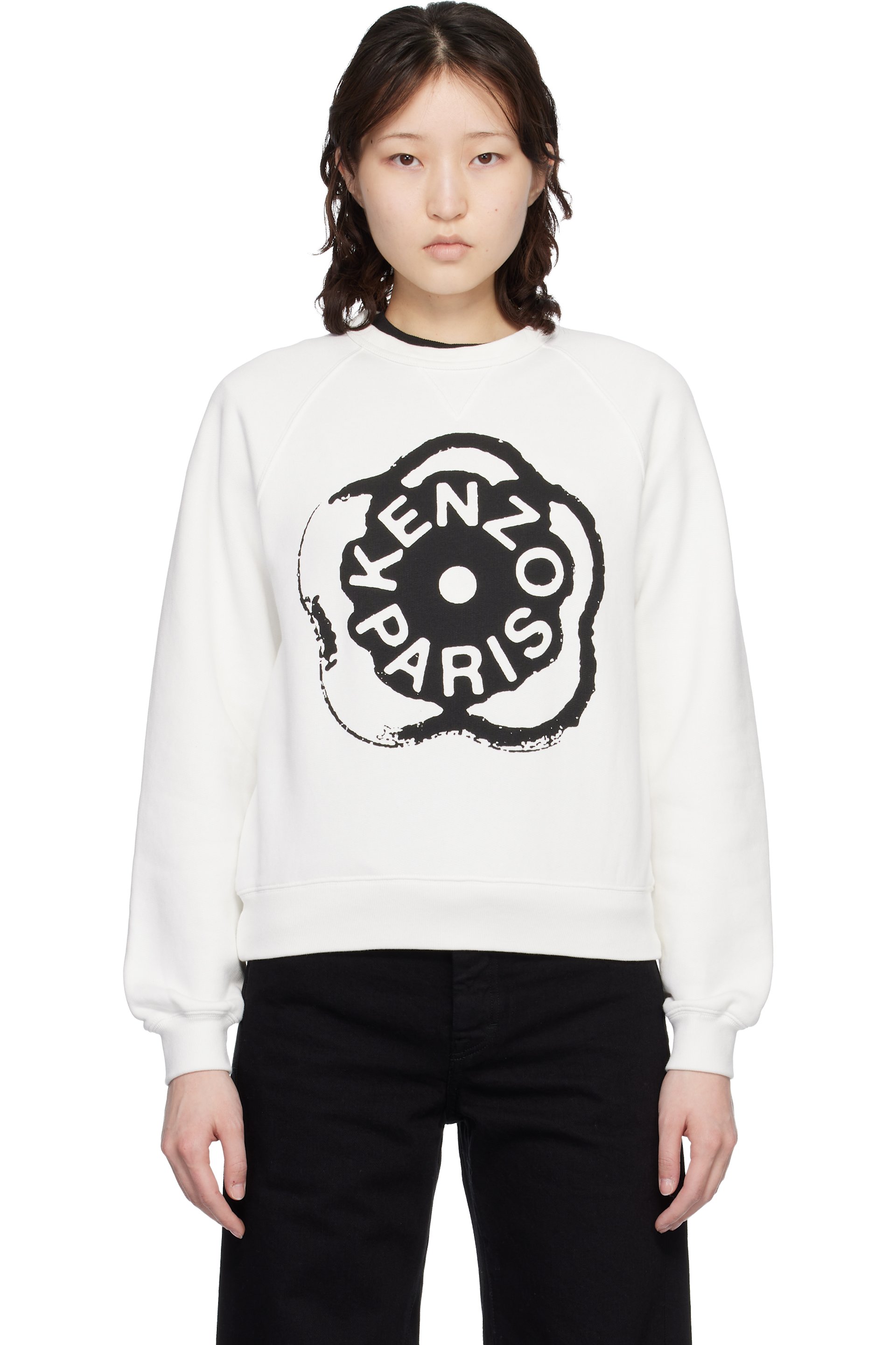 Kenzo - Pull molletonné blanc cassé - BOKE FLOWER 2.0