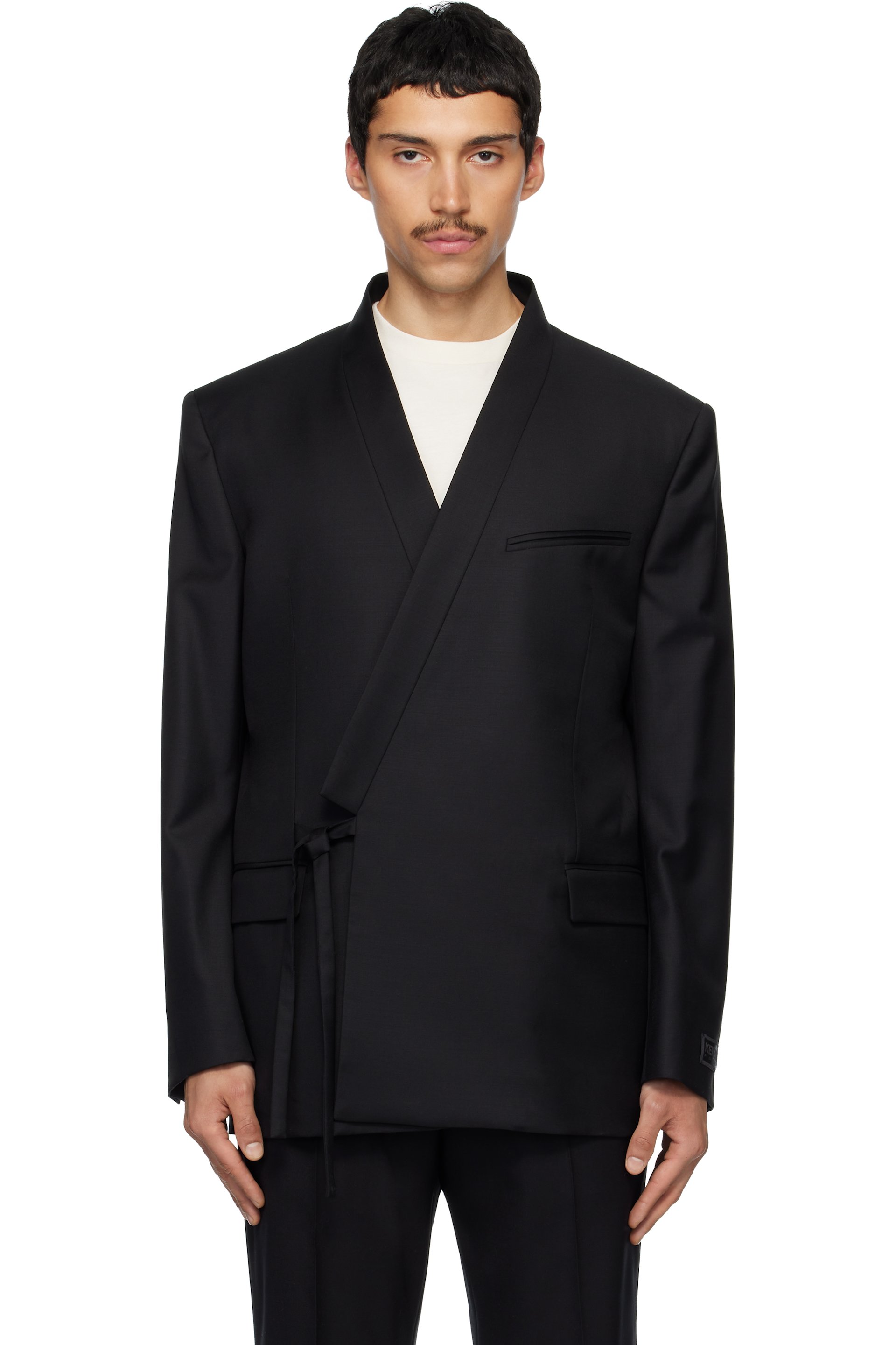 Kenzo - Veston façon costume de style kimono noir à double boutonnage