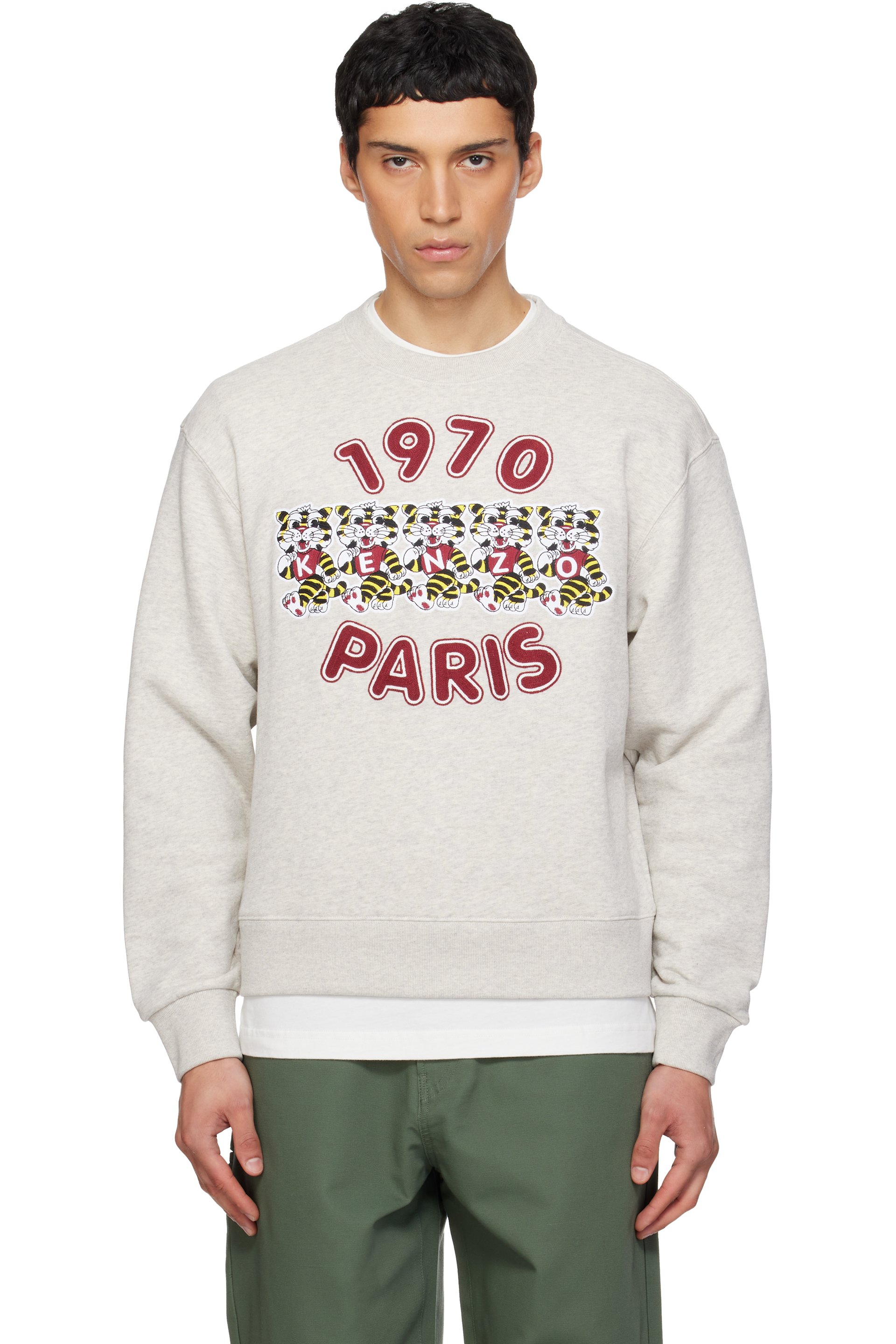 Kenzo - Gray Kenzo Paris 'KENZO Wild Tiger' Embroidered Sweatshirt