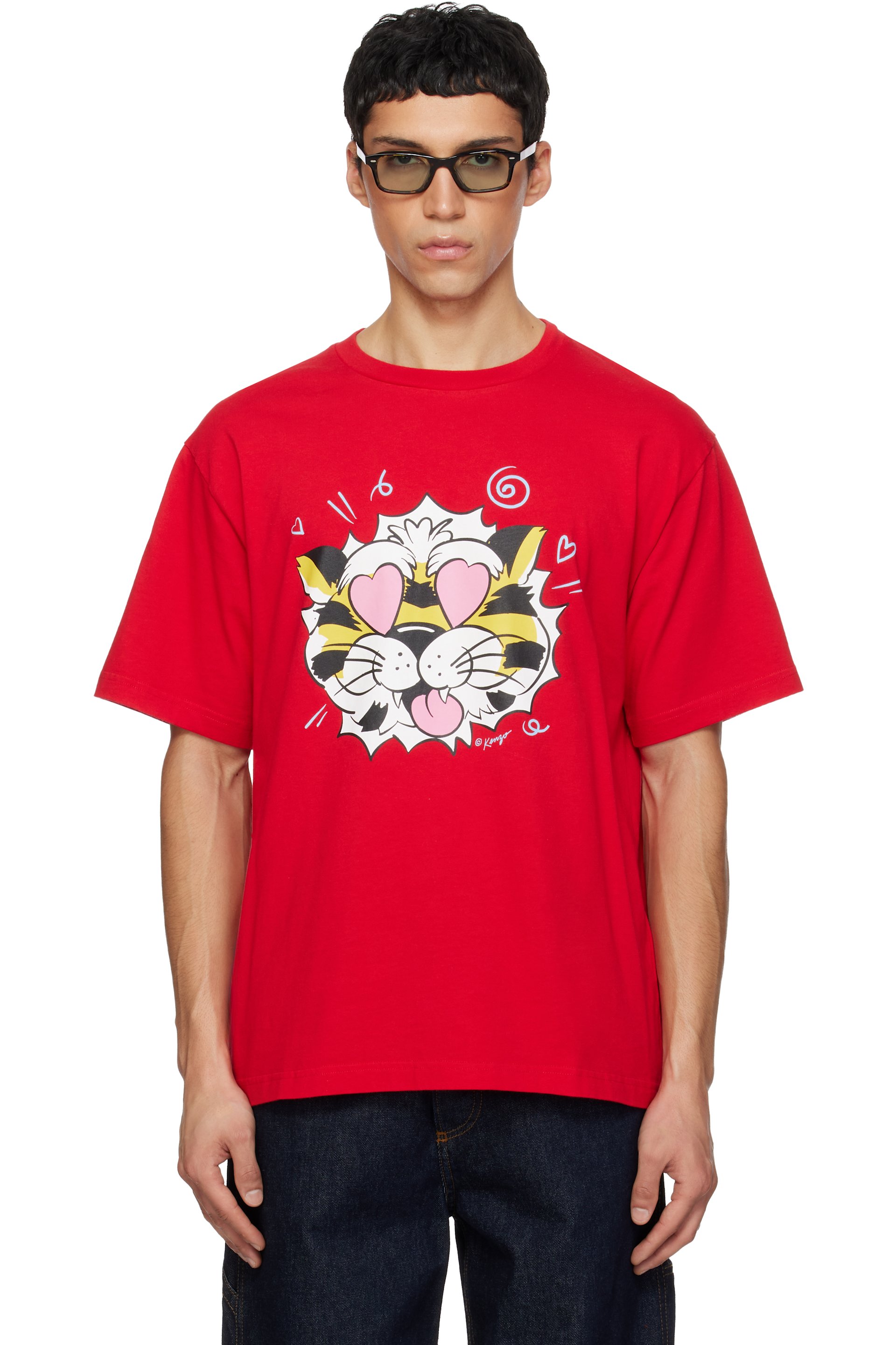 Kenzo - Red Kenzo Paris 'KENZO Wild Tiger' Oversized T-shirt