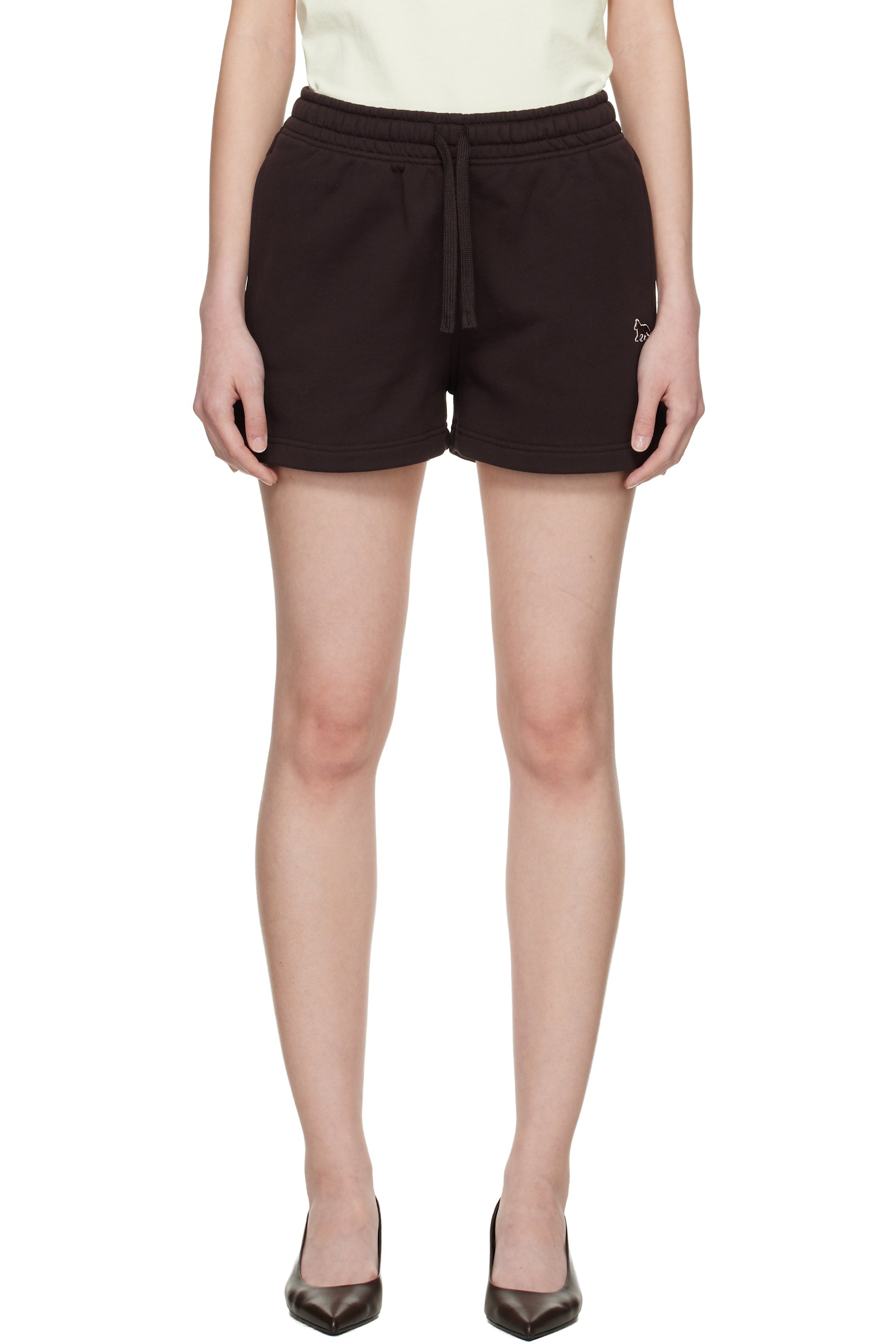 Maison Kitsuné - Short de survêtement brun à logo Baby Fox