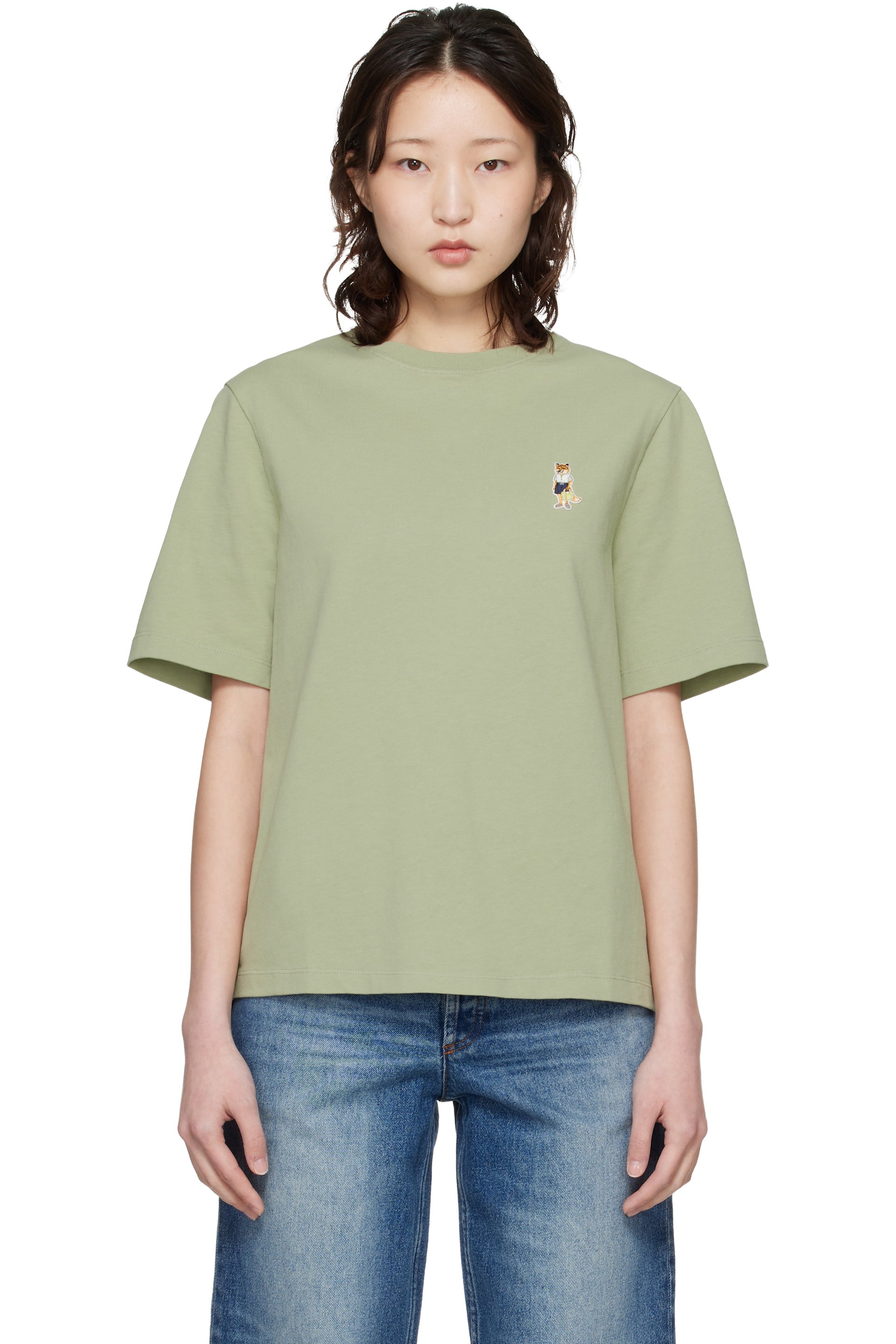 Maison Kitsuné - T-shirt décontracté vert à logo Dressed Fox
