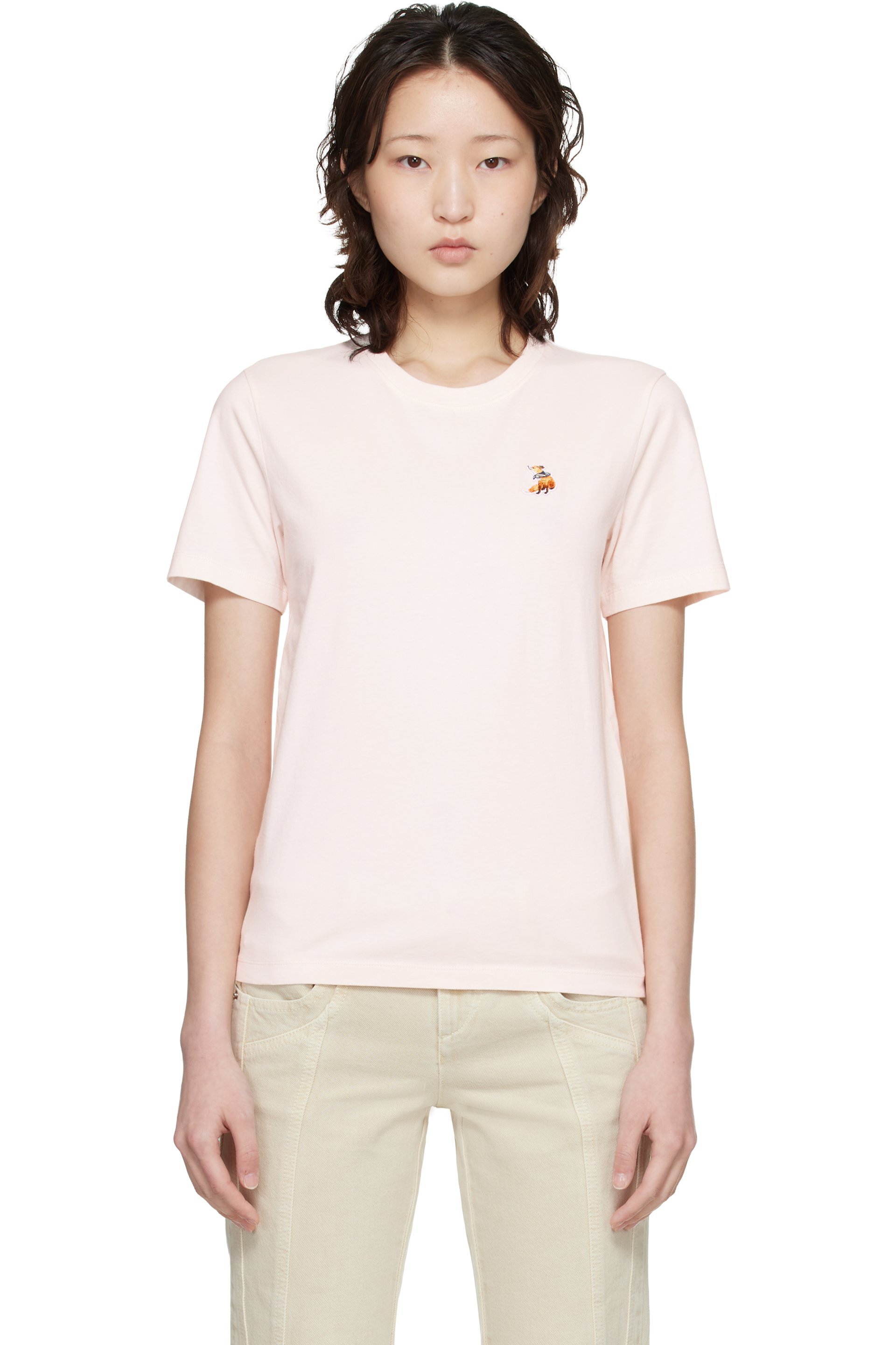 Maison Kitsuné - T-shirt rose à logo Dreaming Fox
